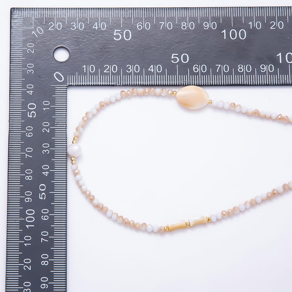 Stainless Steel 11mm Shell Pearl Citrine Multifaceted Round Crystal Gemstone Chain 40 Inch Necklace | WA-01224
