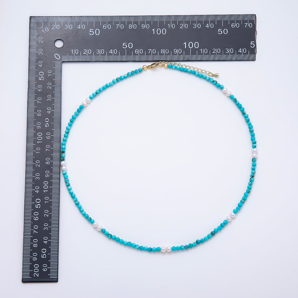 16K Gold Filled 4mm Shell Pearl Turquoise Gemstone Chain 16.5 Inch Necklace w. Extender | WA-00250 WA-00258