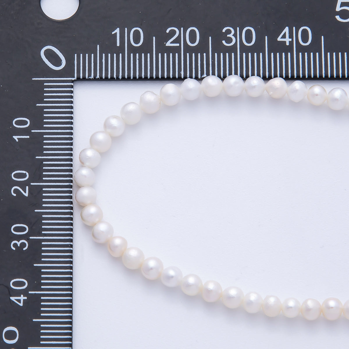 4mm White Freshwater Pearl Round Strand Finding | WA-4063