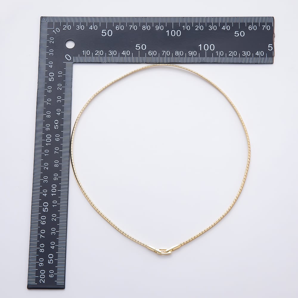 16K Gold Filled 3mm Minimalist Ribbed Lined Omega Chain 16 Inch Necklace in Gold & Silver | WA-01102 WA-01104