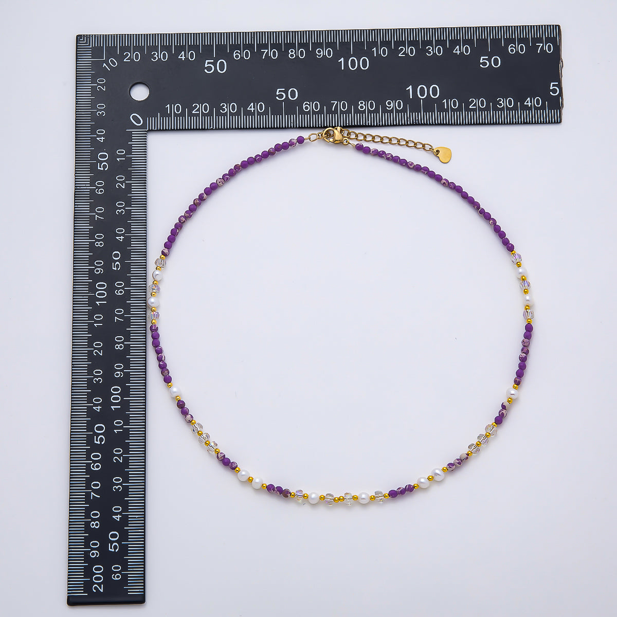Handmade Stainless Steel 3mm Purple Amethyst AB Gemstone Chain 16 Inch Necklace | WA-04647