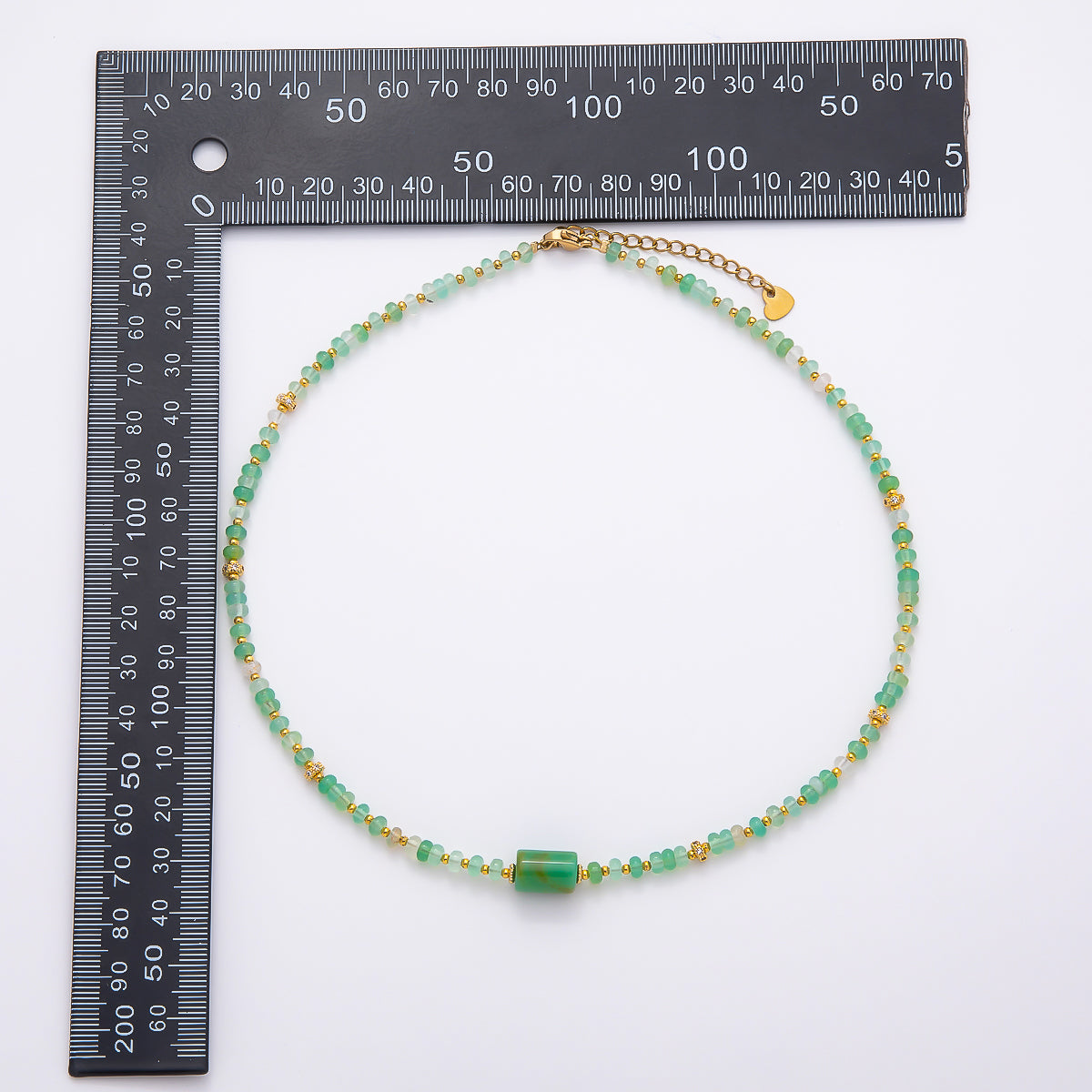 Handmade 5mm Green Prehnite Rondelle Bead Gemstone Chain 16 Inch Necklace | WA-04739