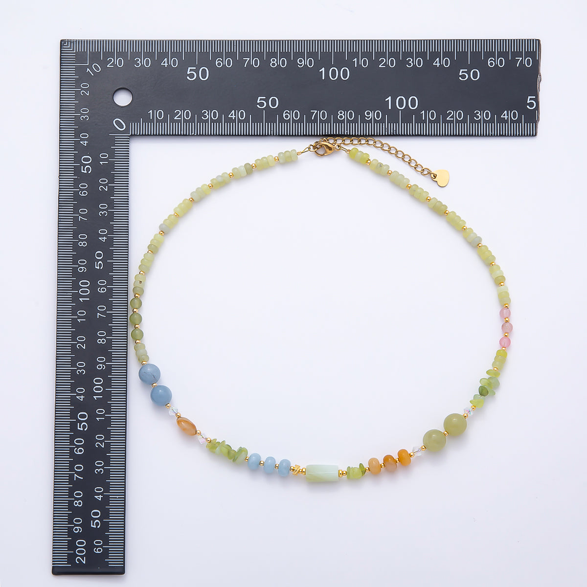 Handmade Green Aventurine Rondelle Pebble Round Gemstone Chain 16 Inch Necklace | WA-04731