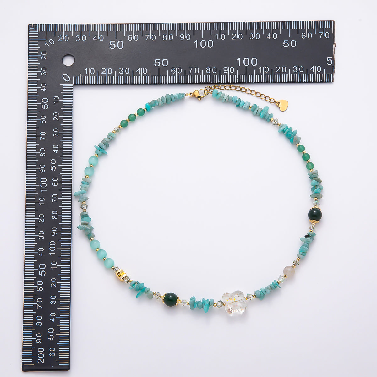 Handmade 5mm Blue Amazonite Multi Round Pebble Gemstone Chain 16 Inch Necklace | WA-04741