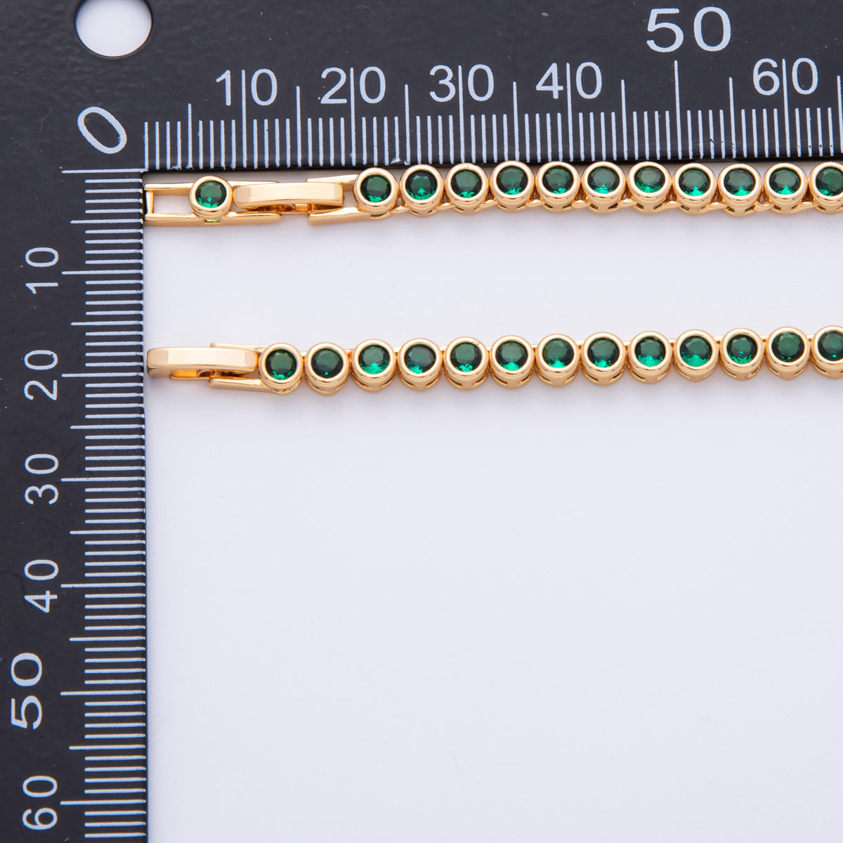 18K Gold Filled 6mm Green CZ Round Bezel Gradient Tennis Chain 16 Inch Adjustable Necklace | WA-4059