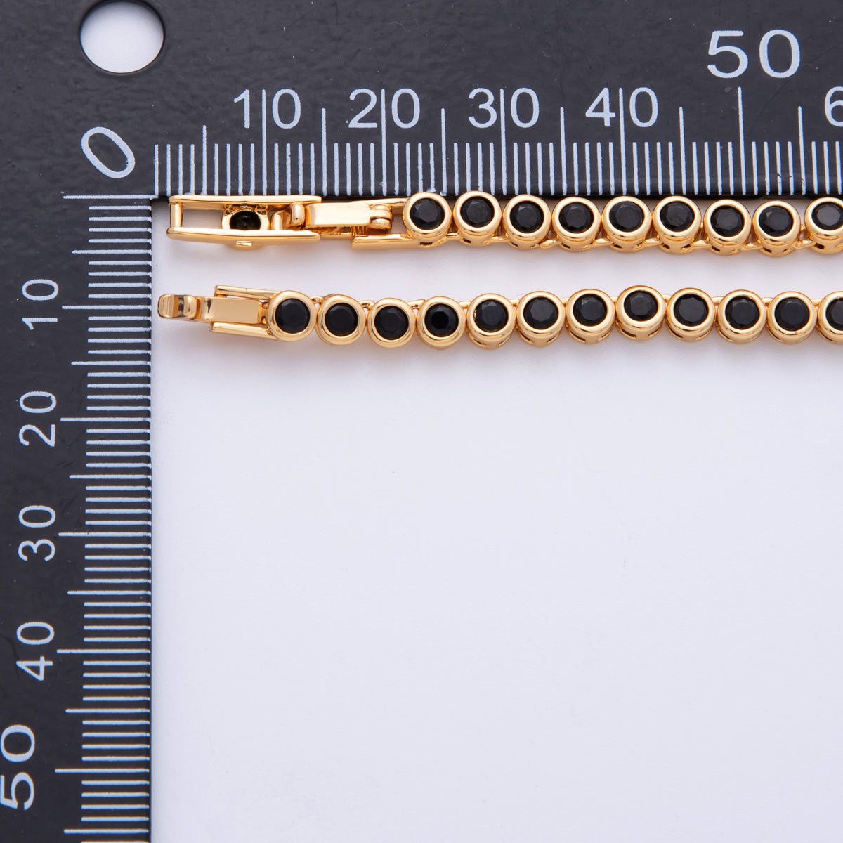 18K Gold Filled 6mm Black CZ Round Bezel Gradient Tennis Chain 16 Inch Adjustable Necklace | WA-4058