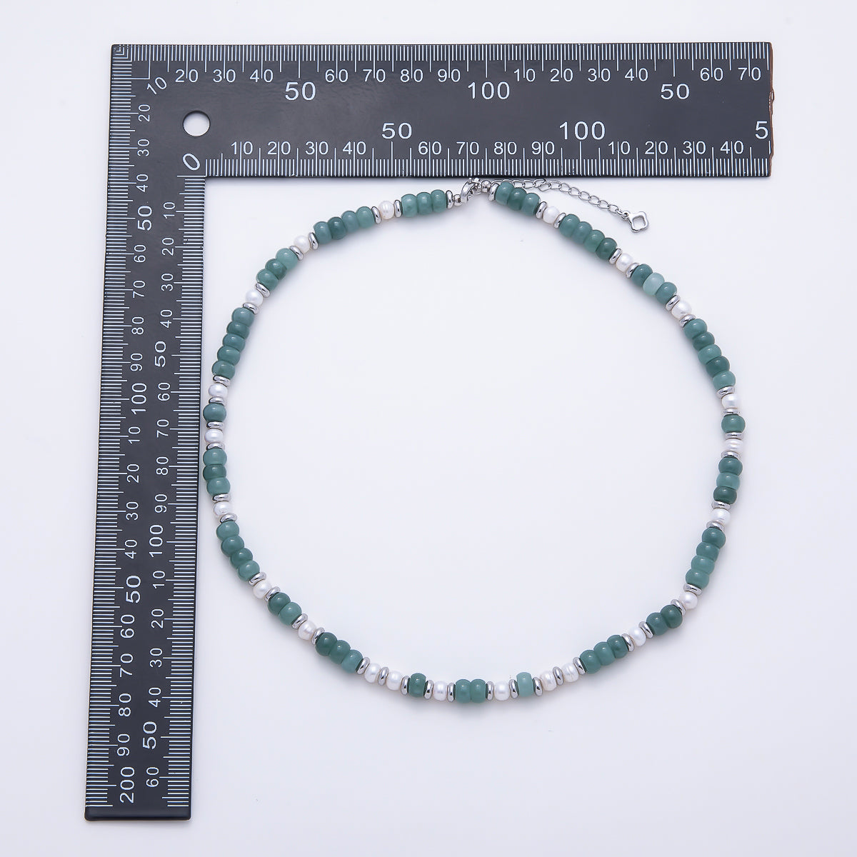 16K Gold Filled 5mm Green Aventurine Shell Pearl Rondelle Gemstone Chain 16.5 Inch Necklace | WA-00214