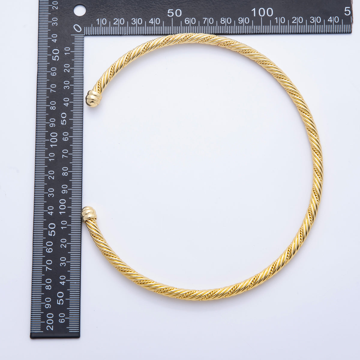 16K Gold Filled 6mm Twisted Croissant Cuff Collar Necklace | WA-04156