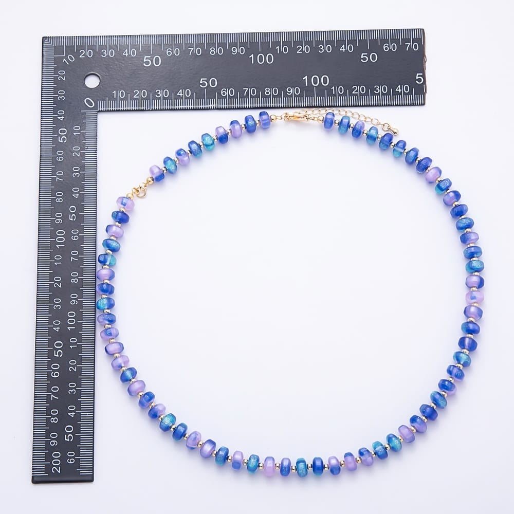 16K Gold Filled 8mm Glitter Resin Rondelle Bead Gemstone 21 Inch Necklace | WA-01110 ~ WA-01756