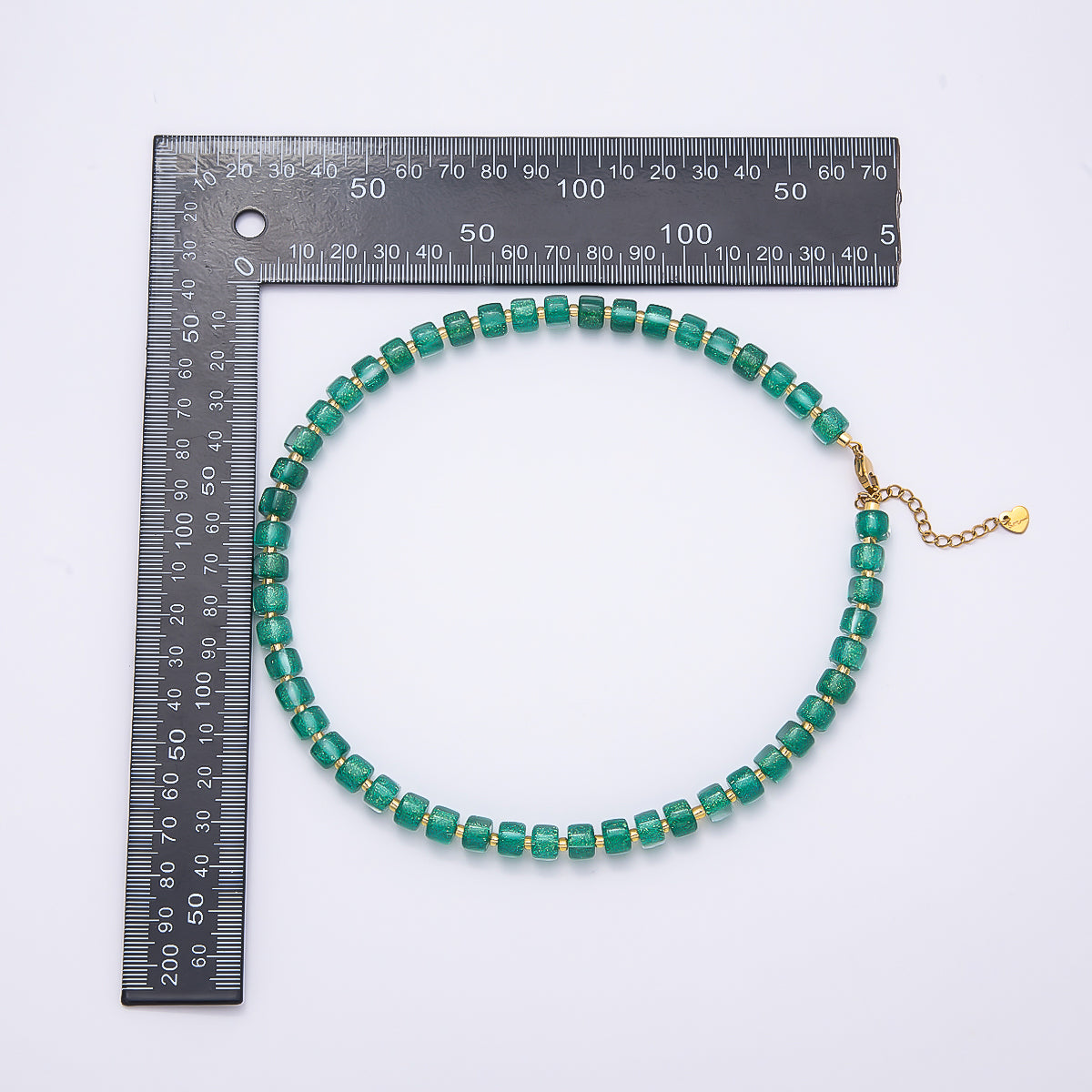 Stainless Steel 8mm Green, Purple, Multicolor, Blue, Purple, Pink, Orange, White Glitter Resin Rondelle Bead 16 Inch Necklace w. Extender | WA-04565 ~ WA-04572
