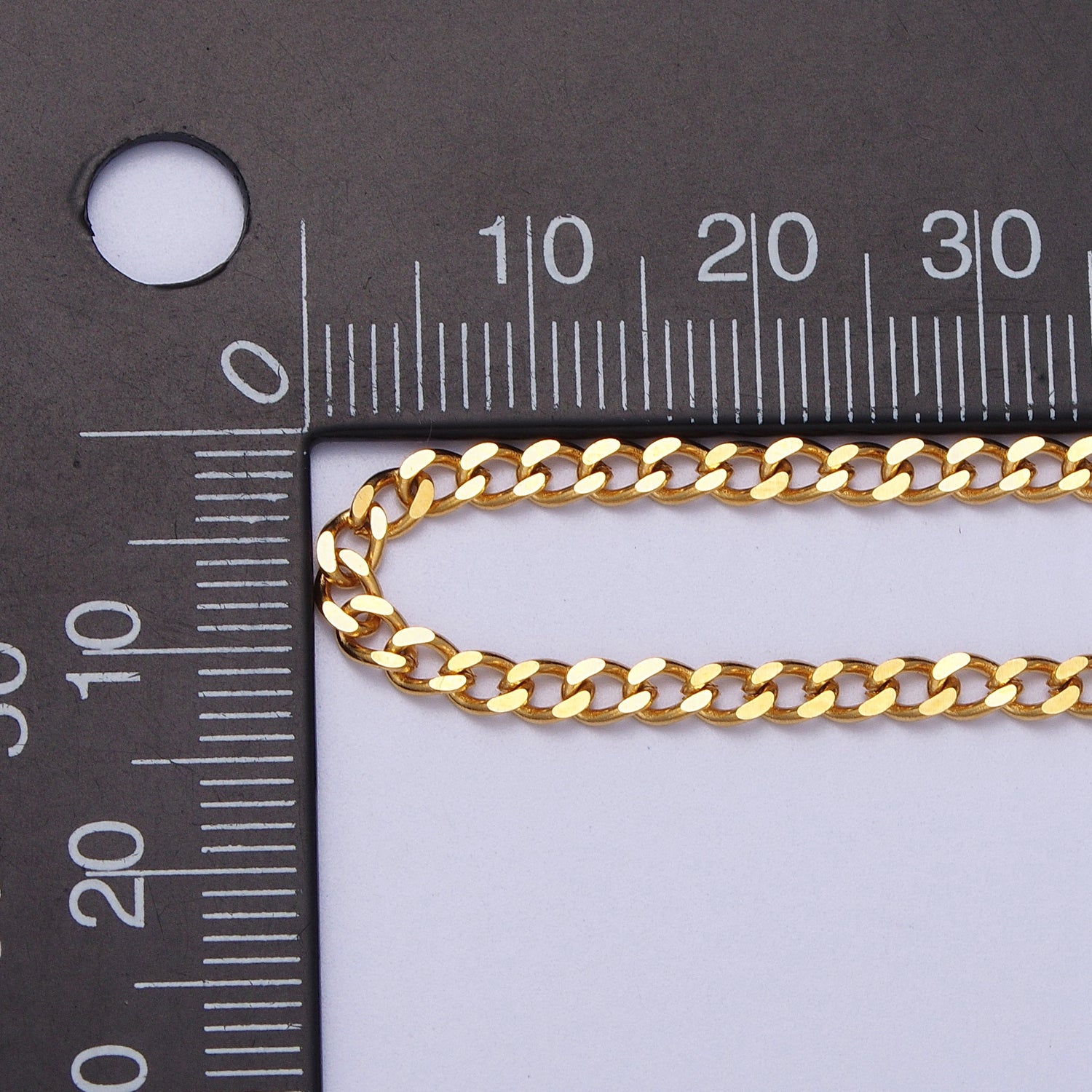 24K Gold Filled 3mm Cuban Curb Unfinished Chain by Yard | Roll-946