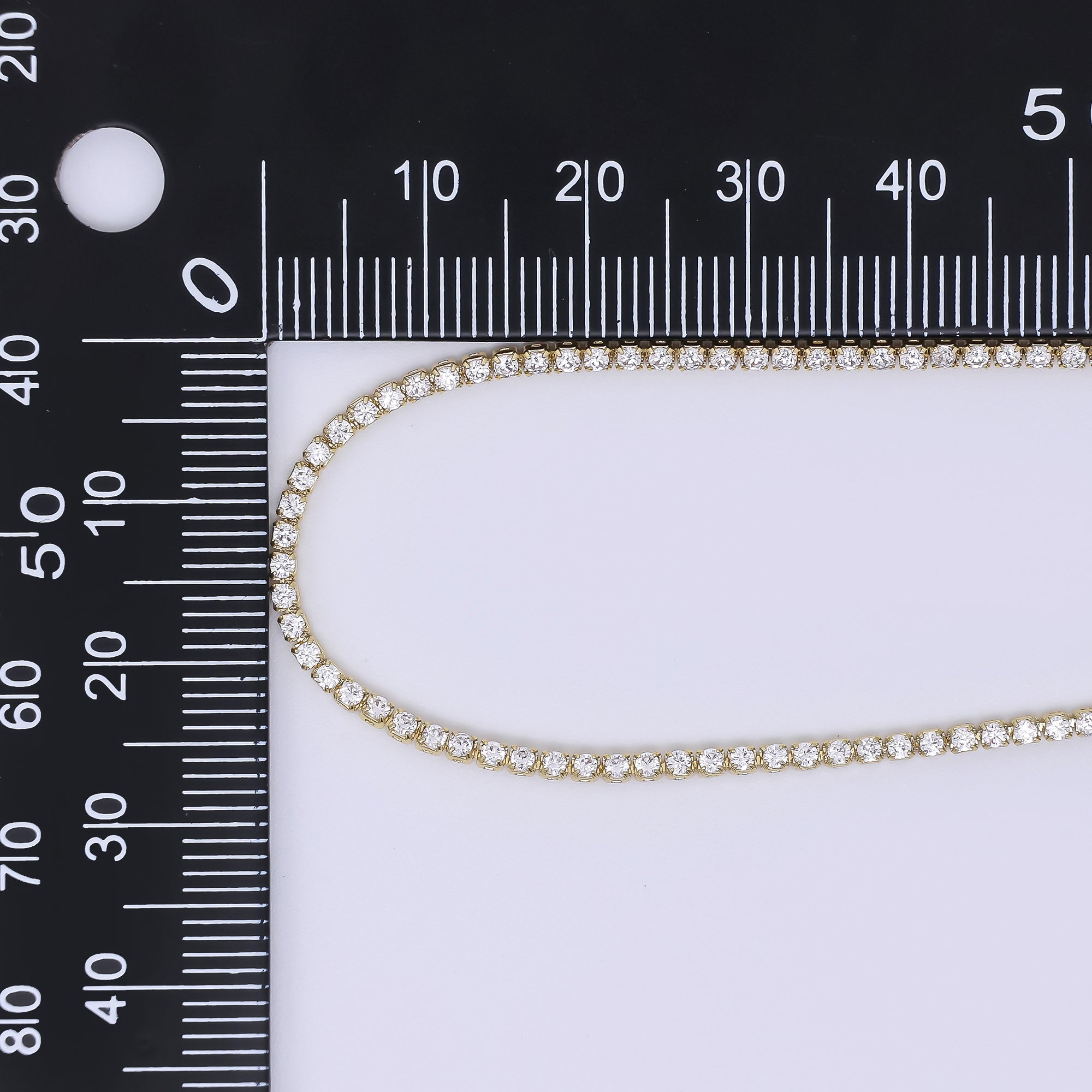 Minimalist Clear CZ Tennis Gold Filled Necklace 16.35 Inch + Extender | WA-1598