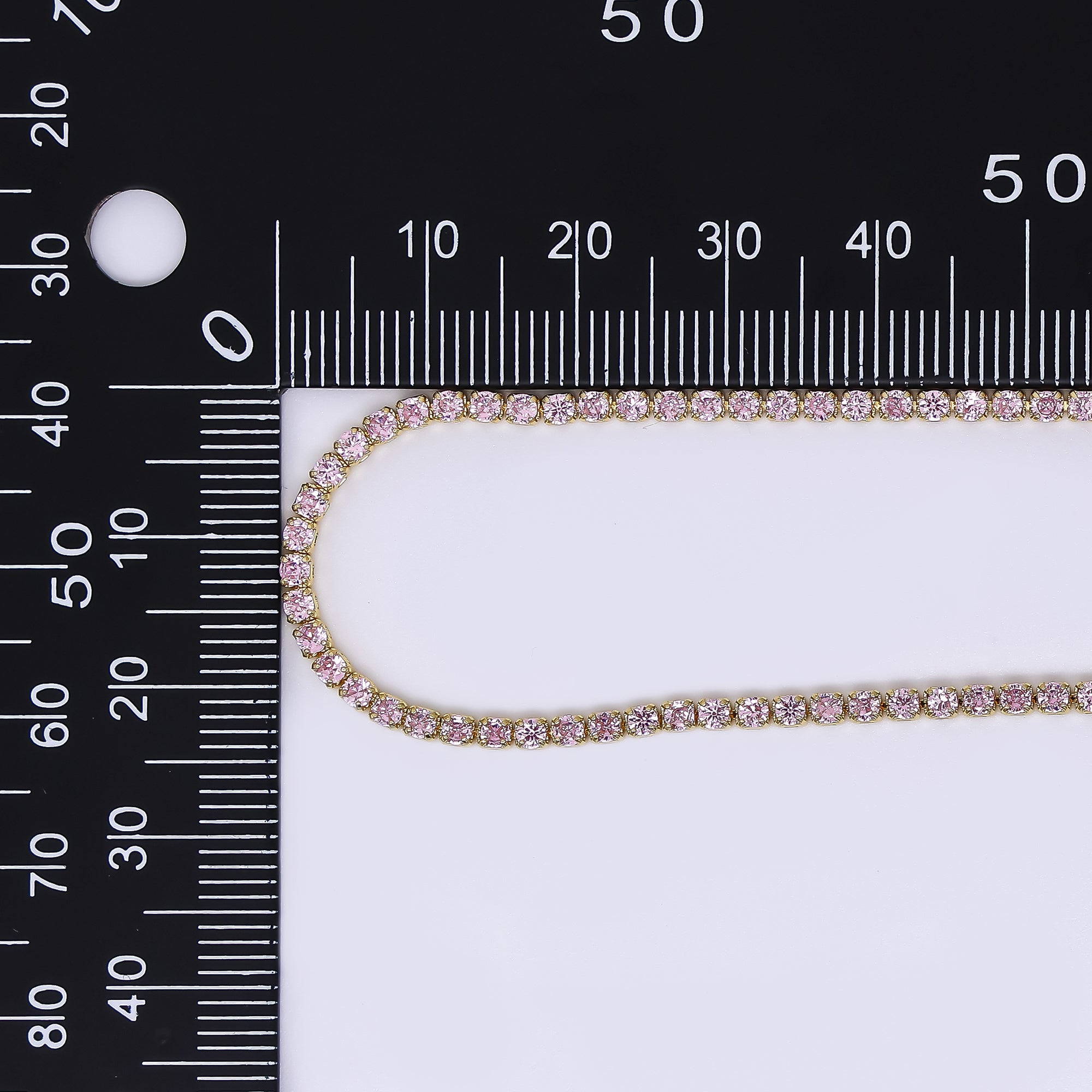 24K Gold Filled Micro Paved CZ Box Clasp Tennis Necklace 17.91 Inch in Pink, Blue, & Green | WA-3804 - WA-3807