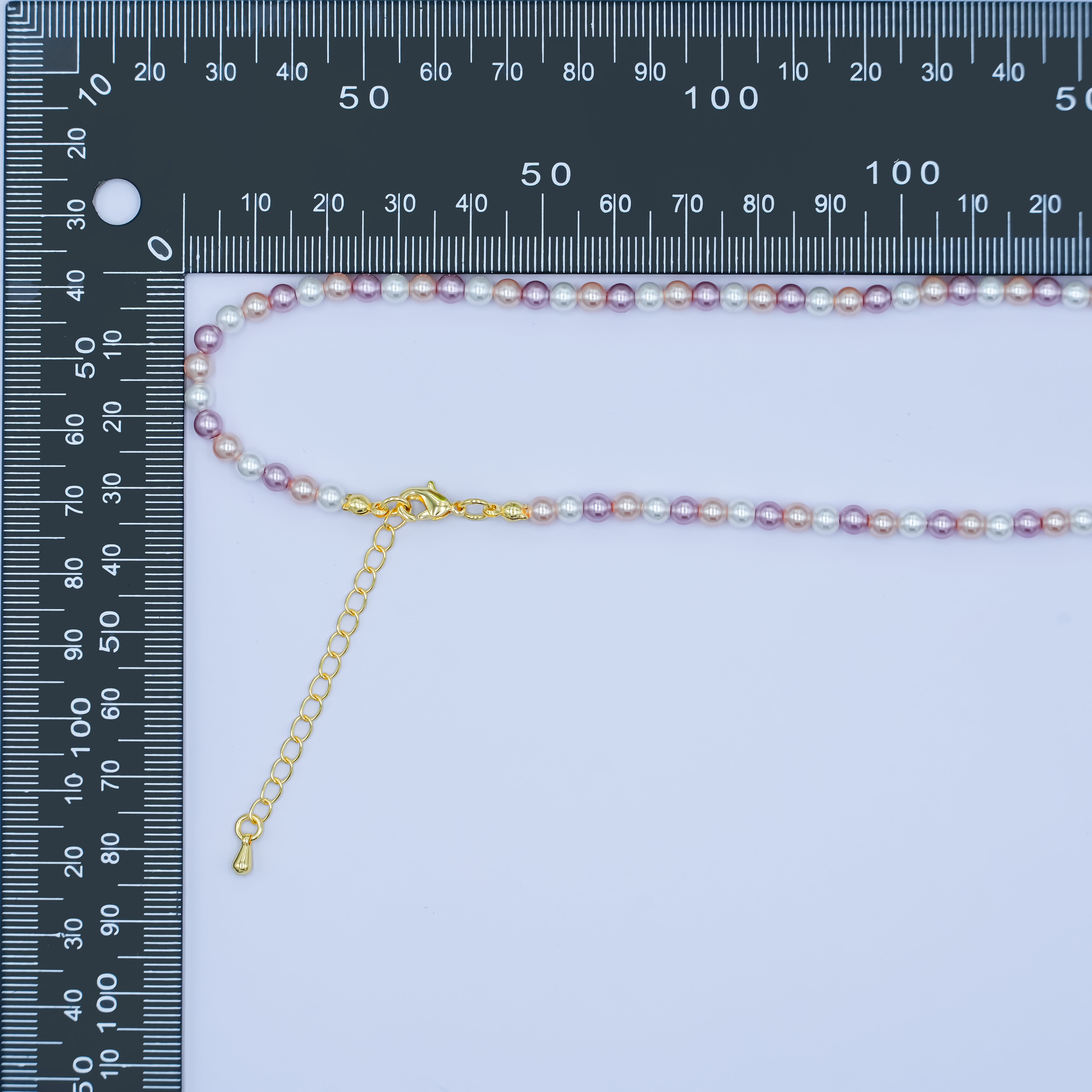 24K Gold Filled 4mm, 6mm Gradient White-Pink-Purple Shell Pearl 17 Inch Necklace | WA-2791 WA-2792