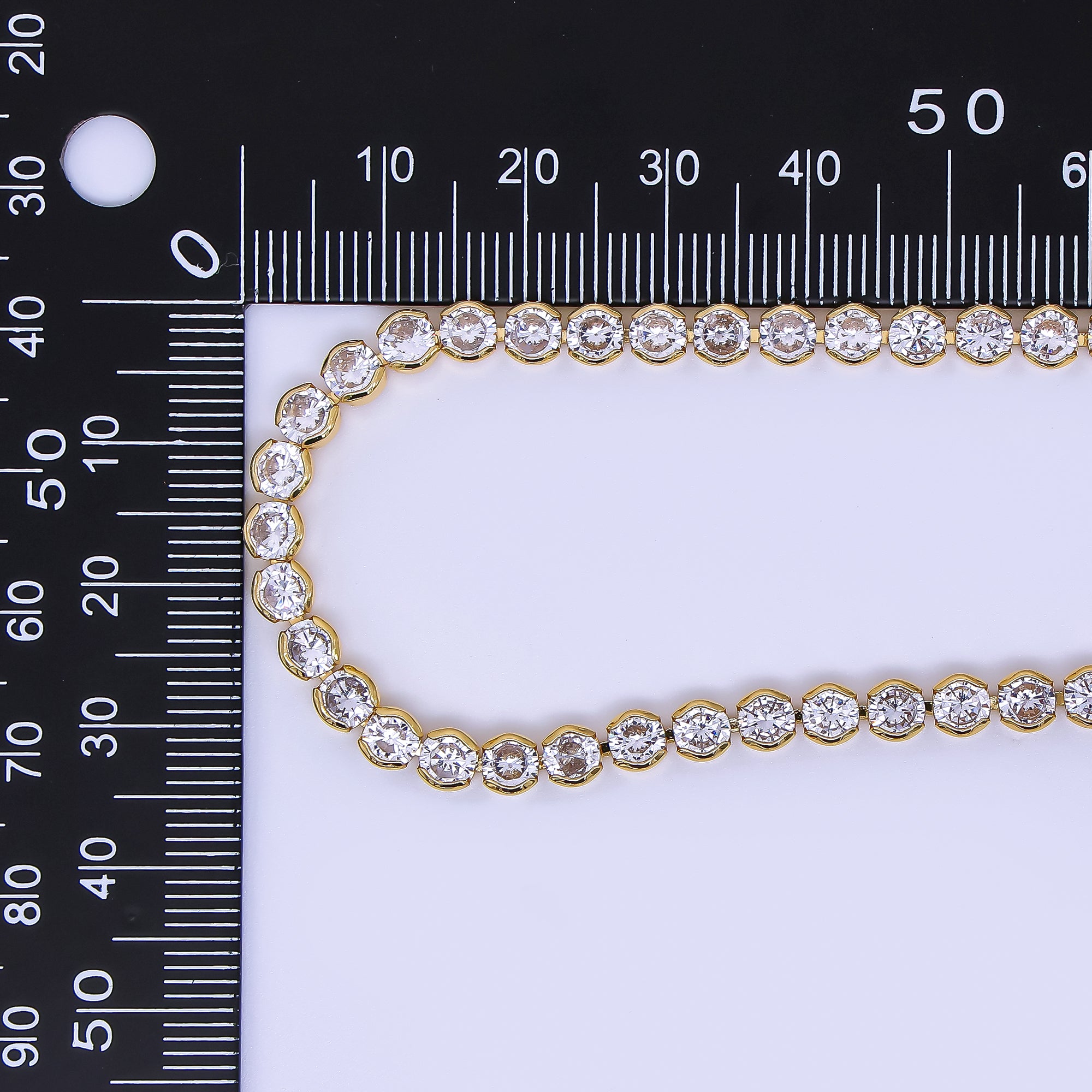24K Gold Filled Clear Round CZ Box Clasp Tennis Necklace 18.81 Inch | WA-3406