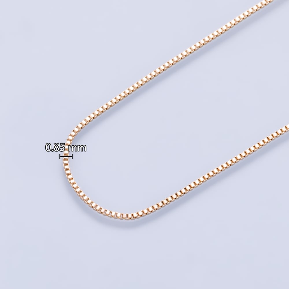 14K Gold Filled 1mm Minimalist Box Chain 20 Inch Necklace | WA-00548