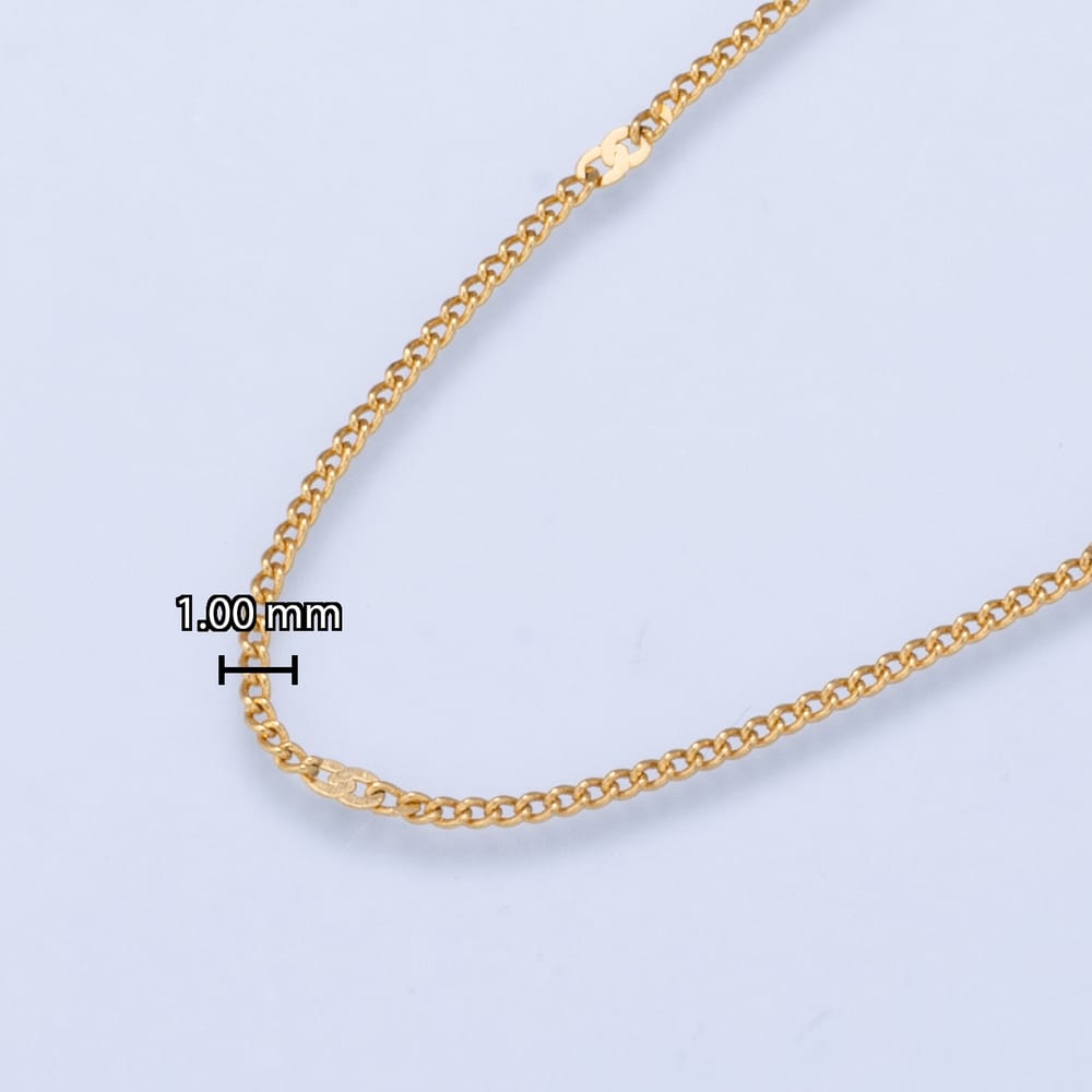 14K Gold Filled 1mm Minimalist Cable Mariner Link Chain 18 Inch Necklace | WA-00566