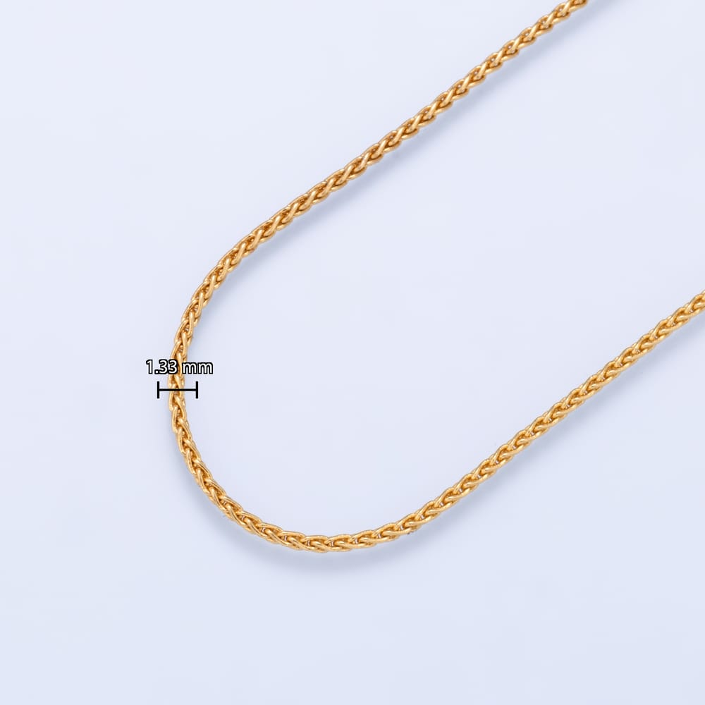 16K Gold Filled 1.33mm Minimalist Wheat Chain 17.5 Inch Necklace | WA-00592