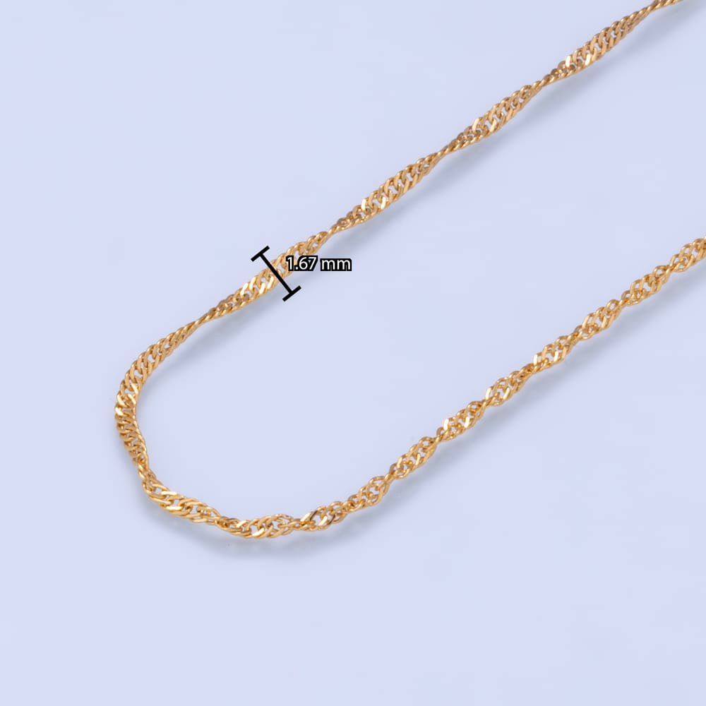 24K Gold Filled 1.5mm Minimalist Singapore Chain 18 Inch Necklace | WA-00092