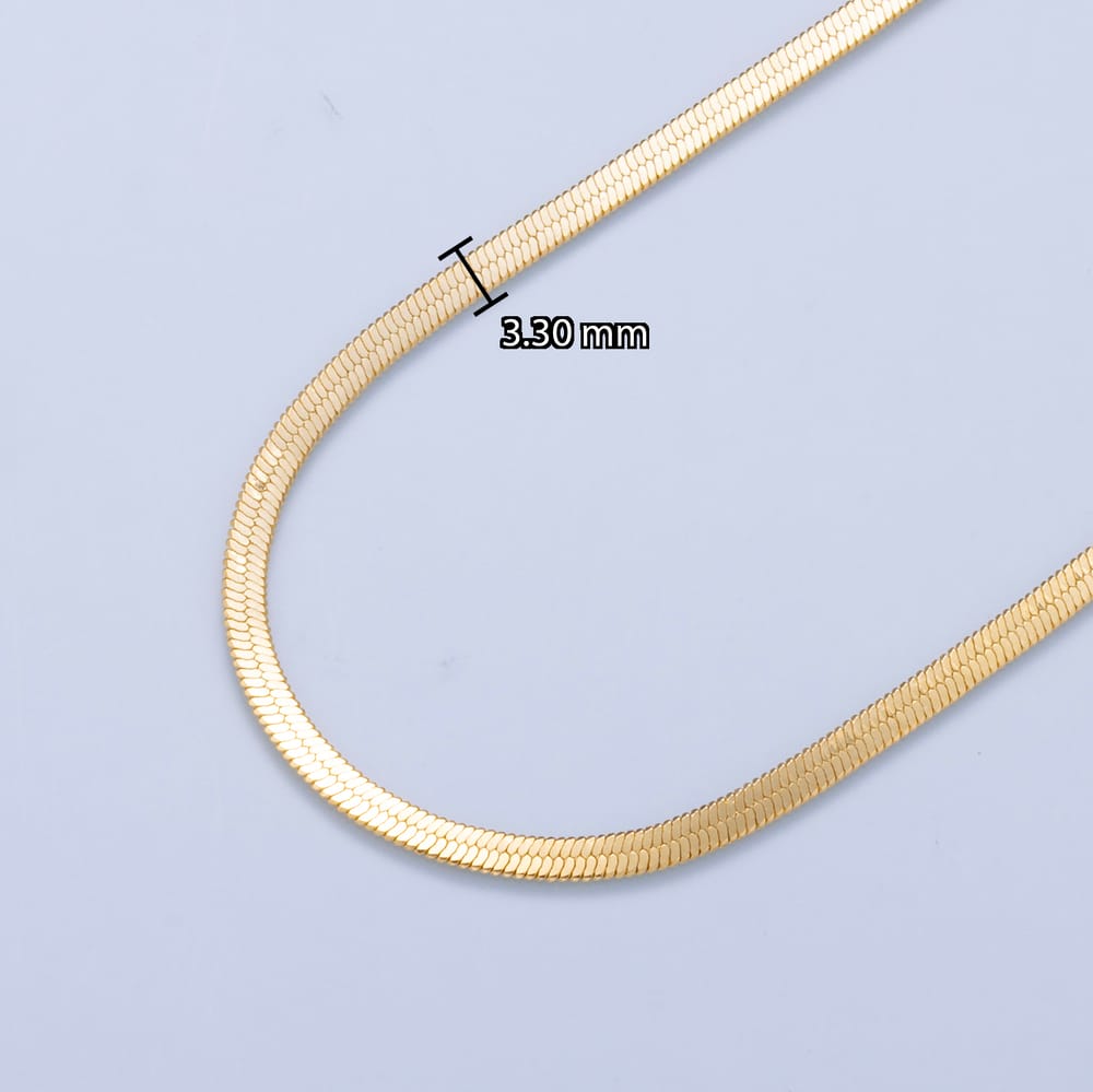 16K Gold Filled 3mm Minimalist Herringbone Chain 20 Inch Necklace | WA-02157