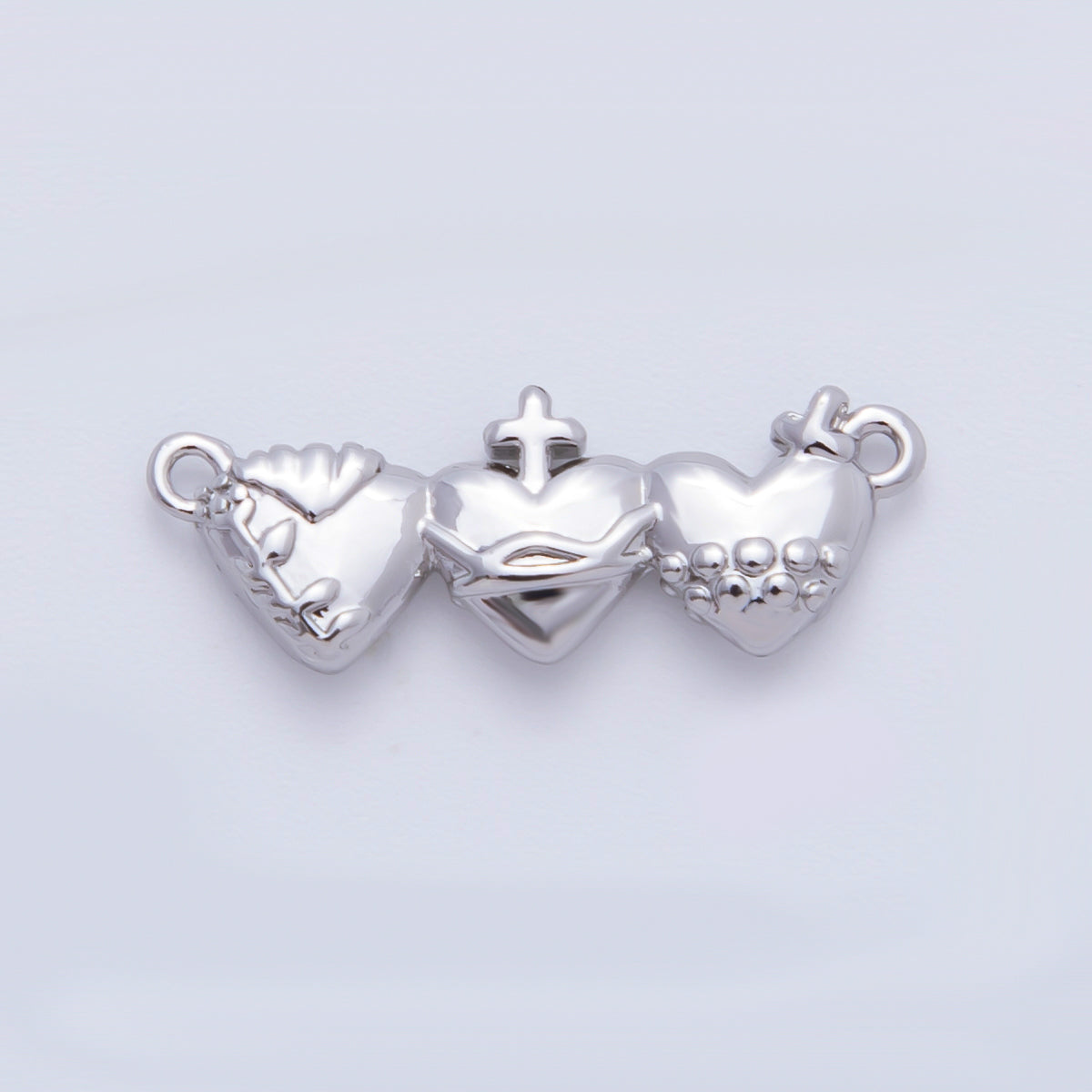 18K Gold Filled Three Sacred Hearts of the Holy Family Connector in Gold & Silver | Y158