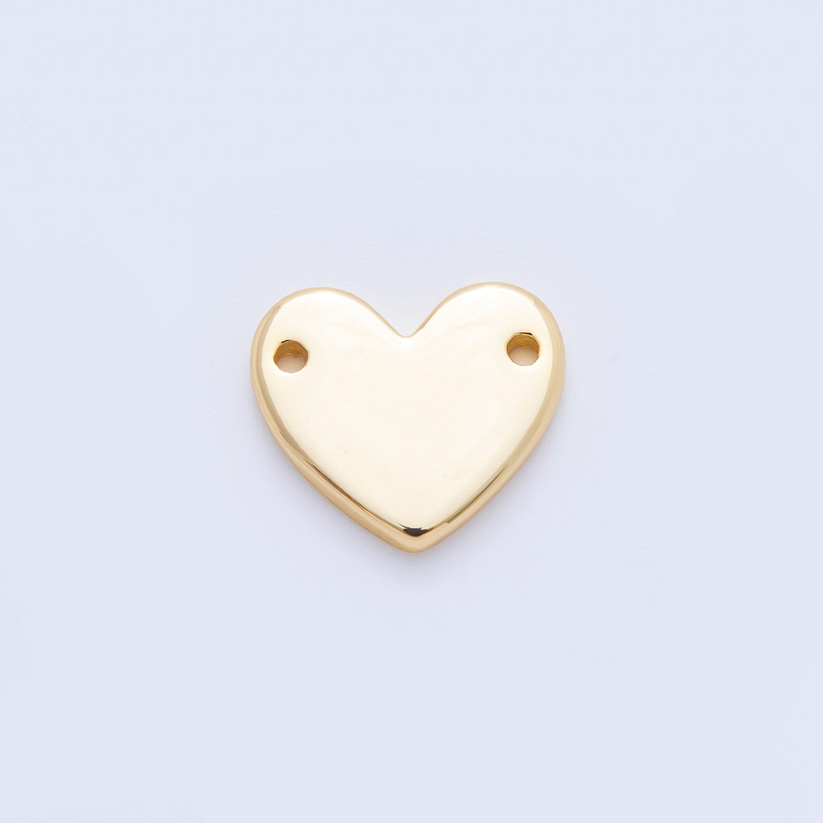 18K Gold Filled 13mm Flat Heart with Double Holes Connector in Gold & Silver | Y160