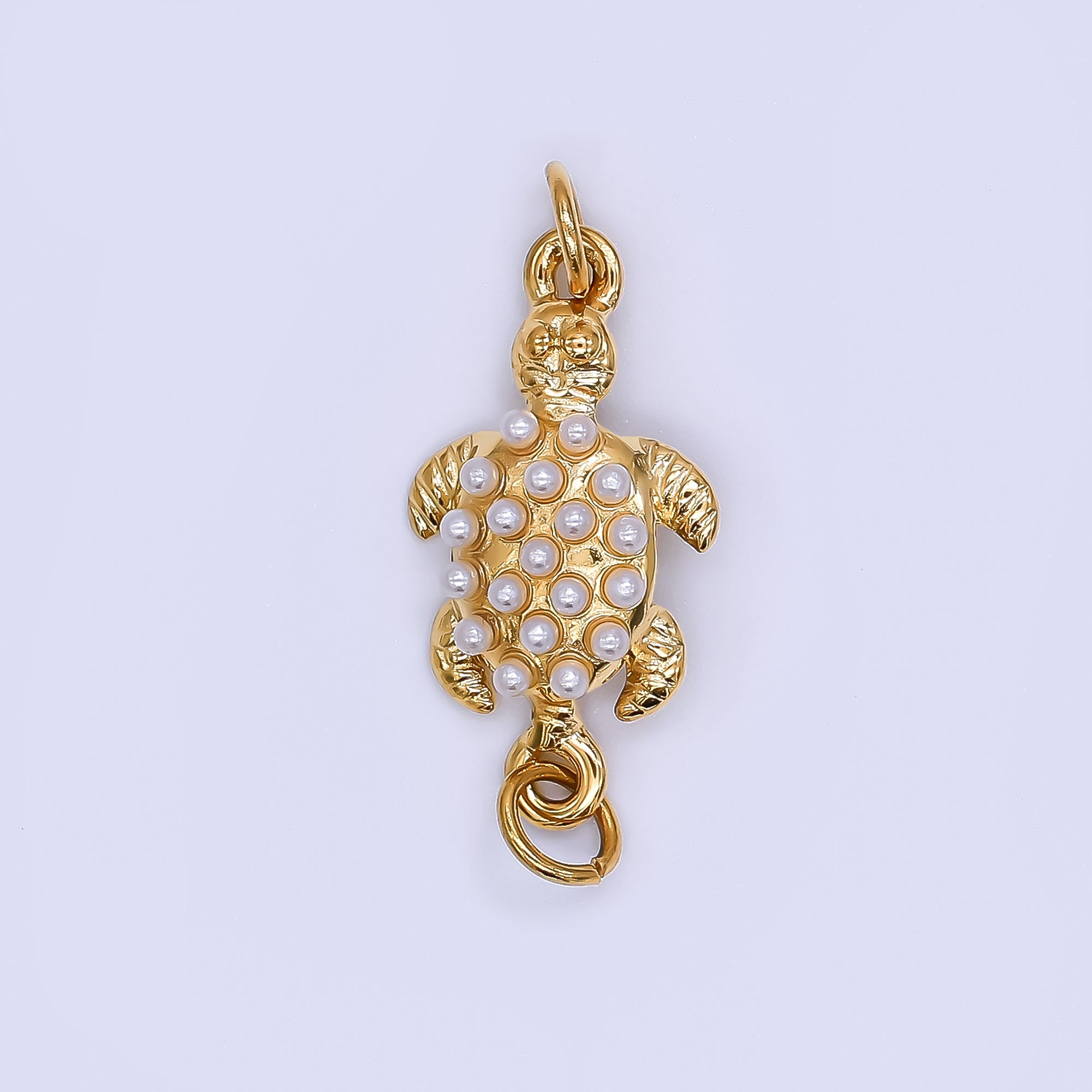Gold Stainless Steel 22mm Shell Pearl Sea Turtle Charm Connector | Y060