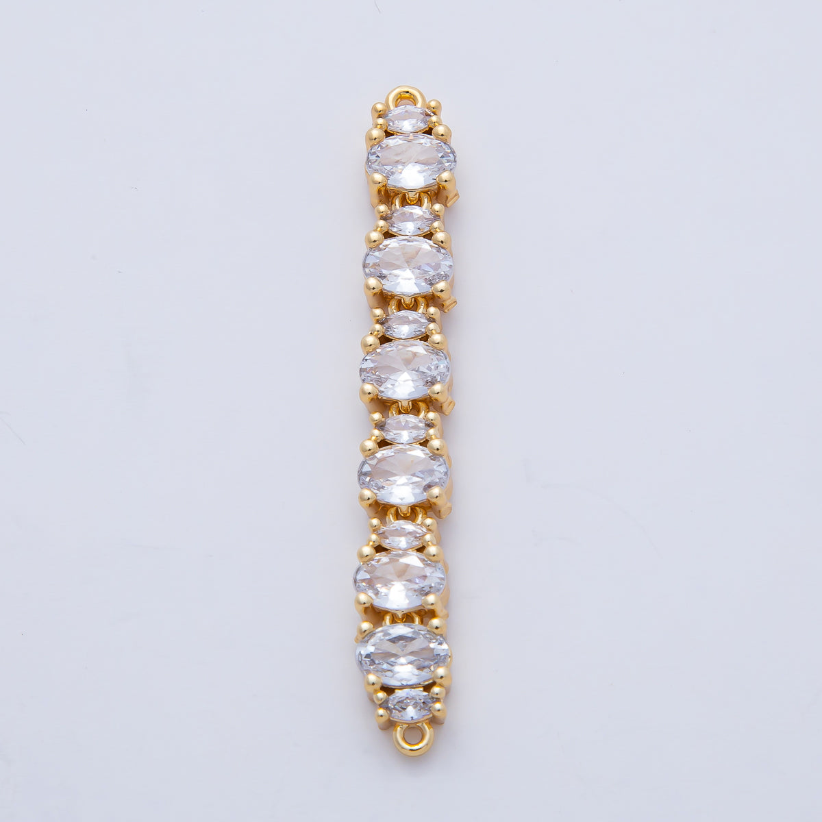 18K Gold Filled 46mm x 6mm Clear CZ Oval Marquise Connector | Y166
