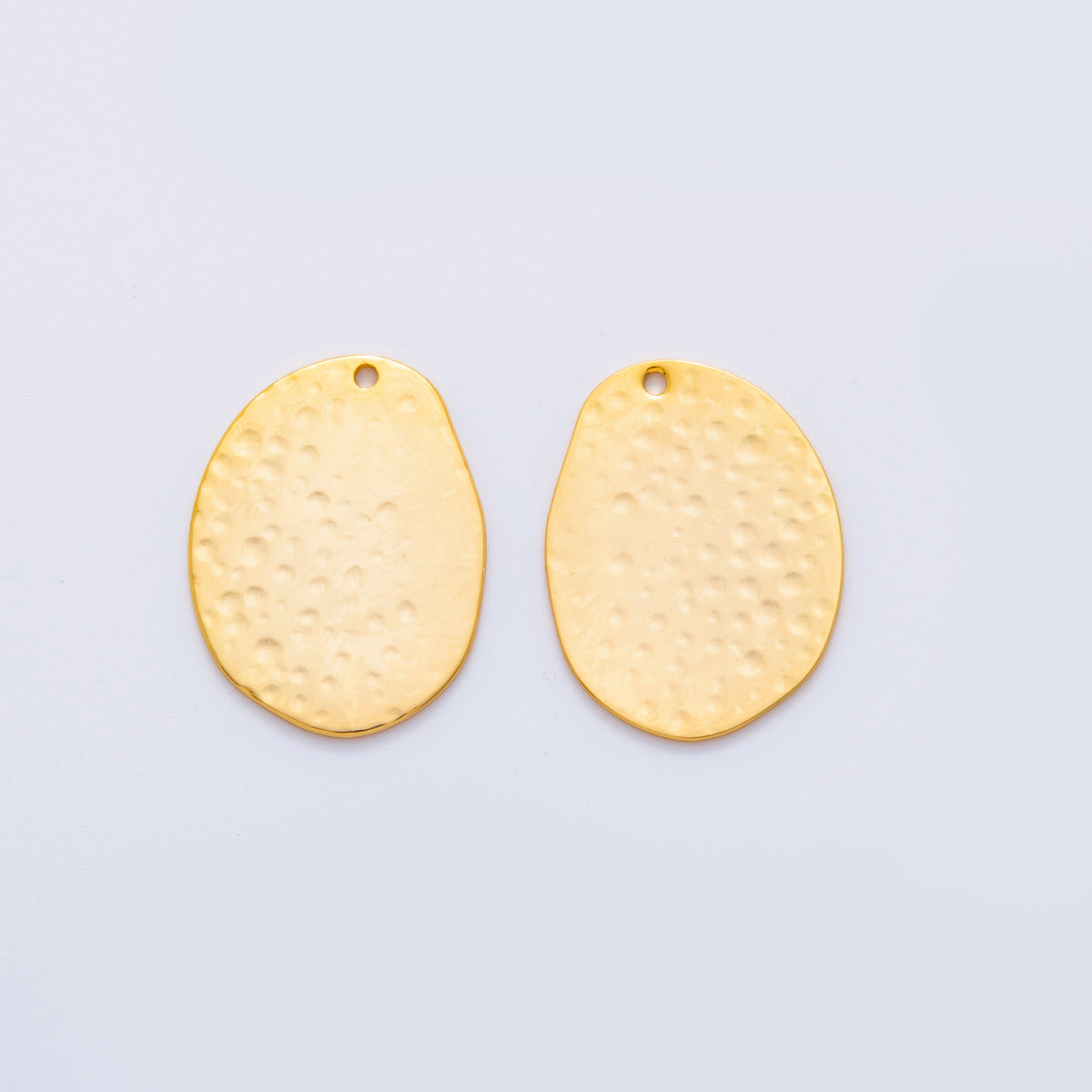 18K Gold Filled 25mm Dotted Hammered Oval Thin Charm Finding | Z1192