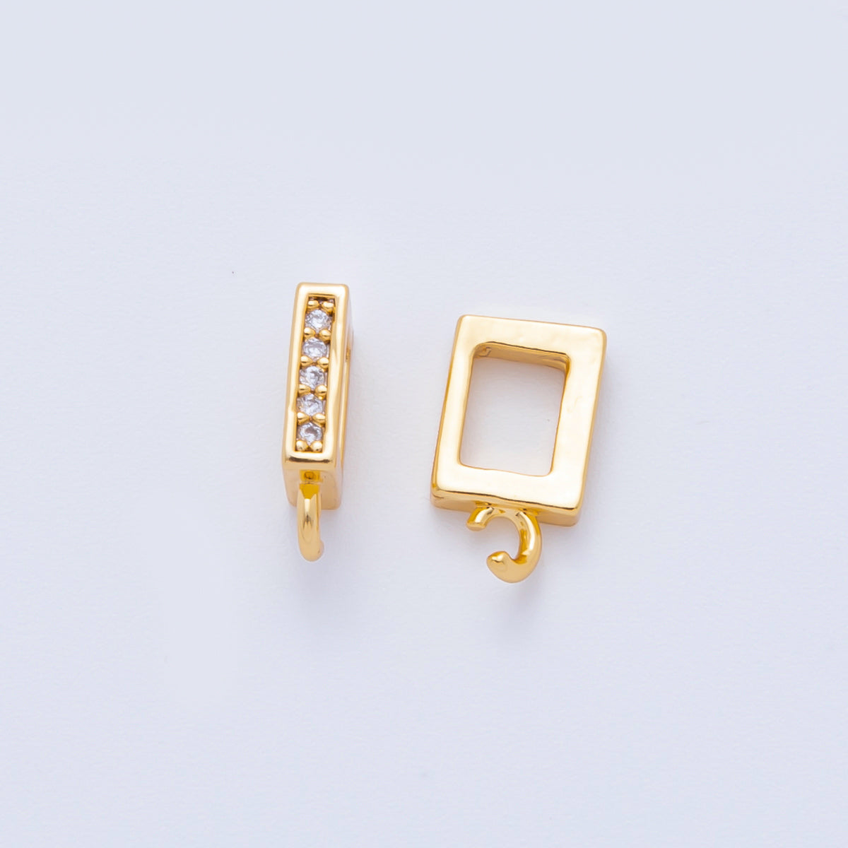 18K Gold Filled 11mm Micro Paved CZ Rectangular Bail Pendant Spacer Holder with Open Link | Z-A1248