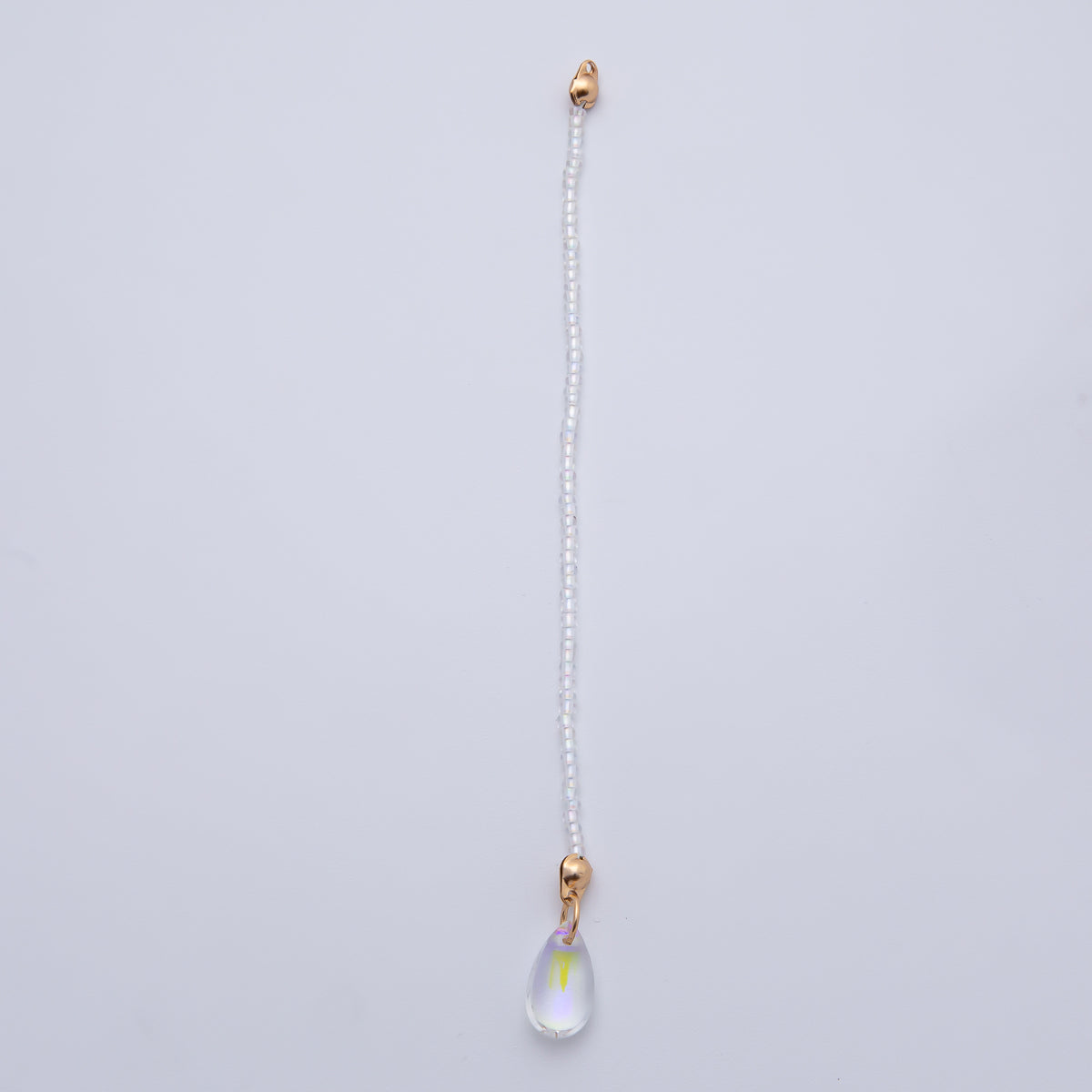 18K Gold Filled 123mm White, Black, Clear, Peach Iridescent AB Gemstone Drop Crimp Finding | Z1397 ~ Z1400