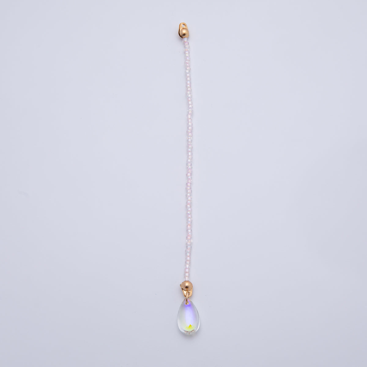 18K Gold Filled 123mm White, Black, Clear, Peach Iridescent AB Gemstone Drop Crimp Finding | Z1397 ~ Z1400