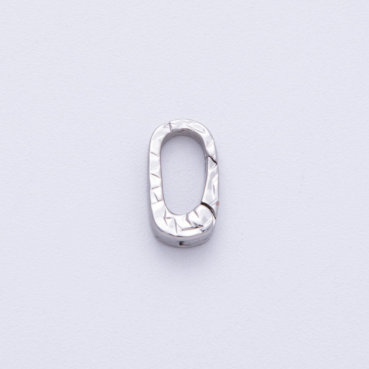 S925 Sterling Silver 13mm Minimalist Textured Oblong Push Gate Closure Findings | Z1675