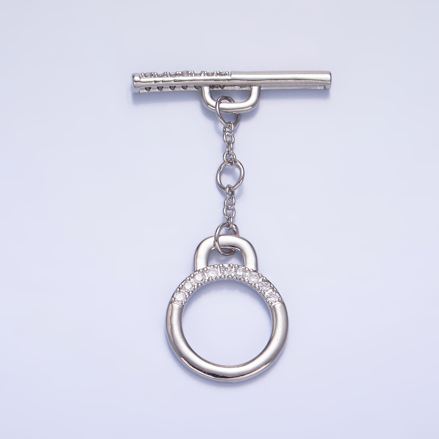 24K Gold Filled 25mm Pave Minimalist Toggle Clasps Closure Findings in Gold & Silver | Z1039