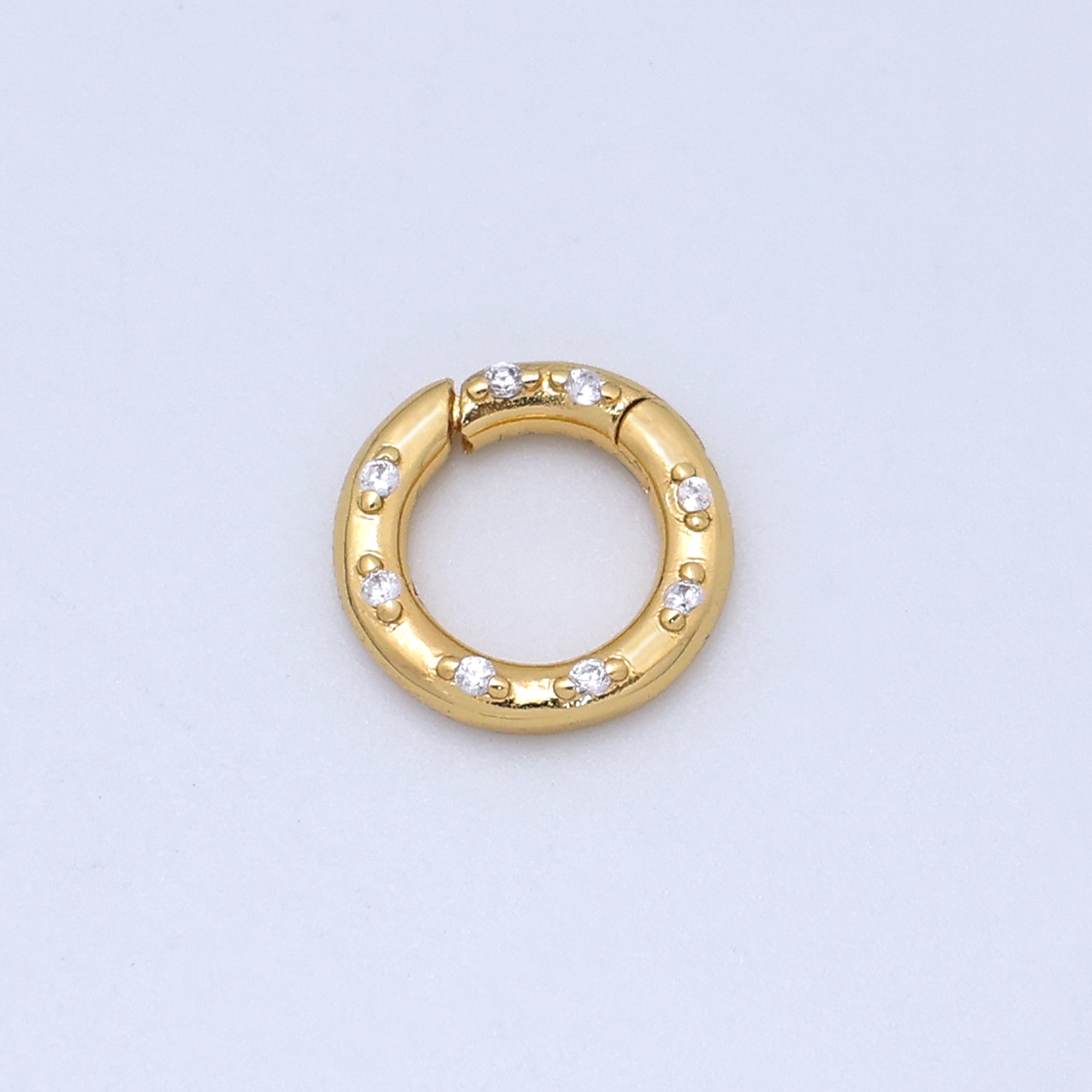 24K Gold Filled 12mm, 14mm, 16mm Clear CZ Dotted Round Push Gate Findings in Gold & Silver | Z1051 - Z1053