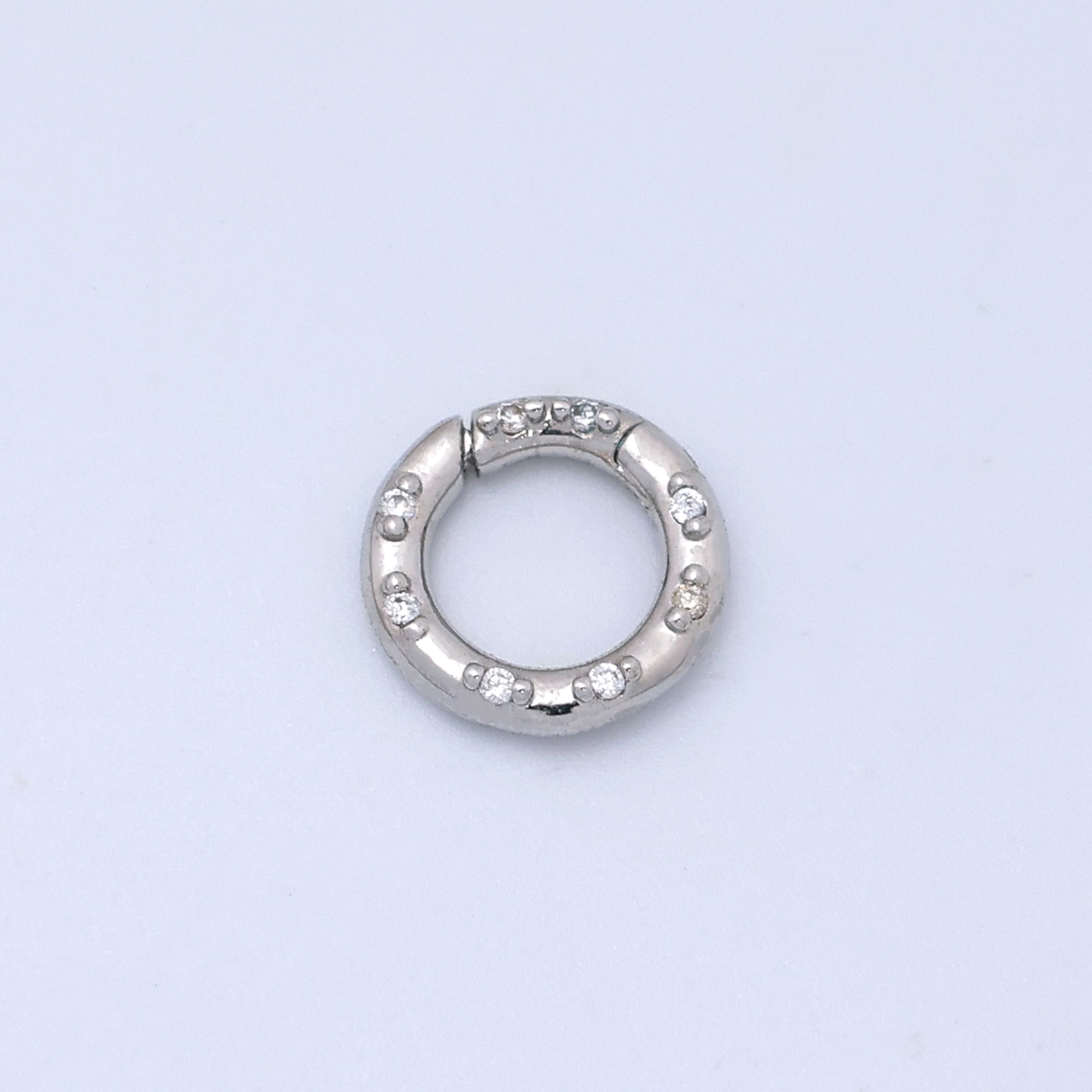 24K Gold Filled 12mm, 14mm, 16mm Clear CZ Dotted Round Push Gate Findings in Gold & Silver | Z1051 - Z1053