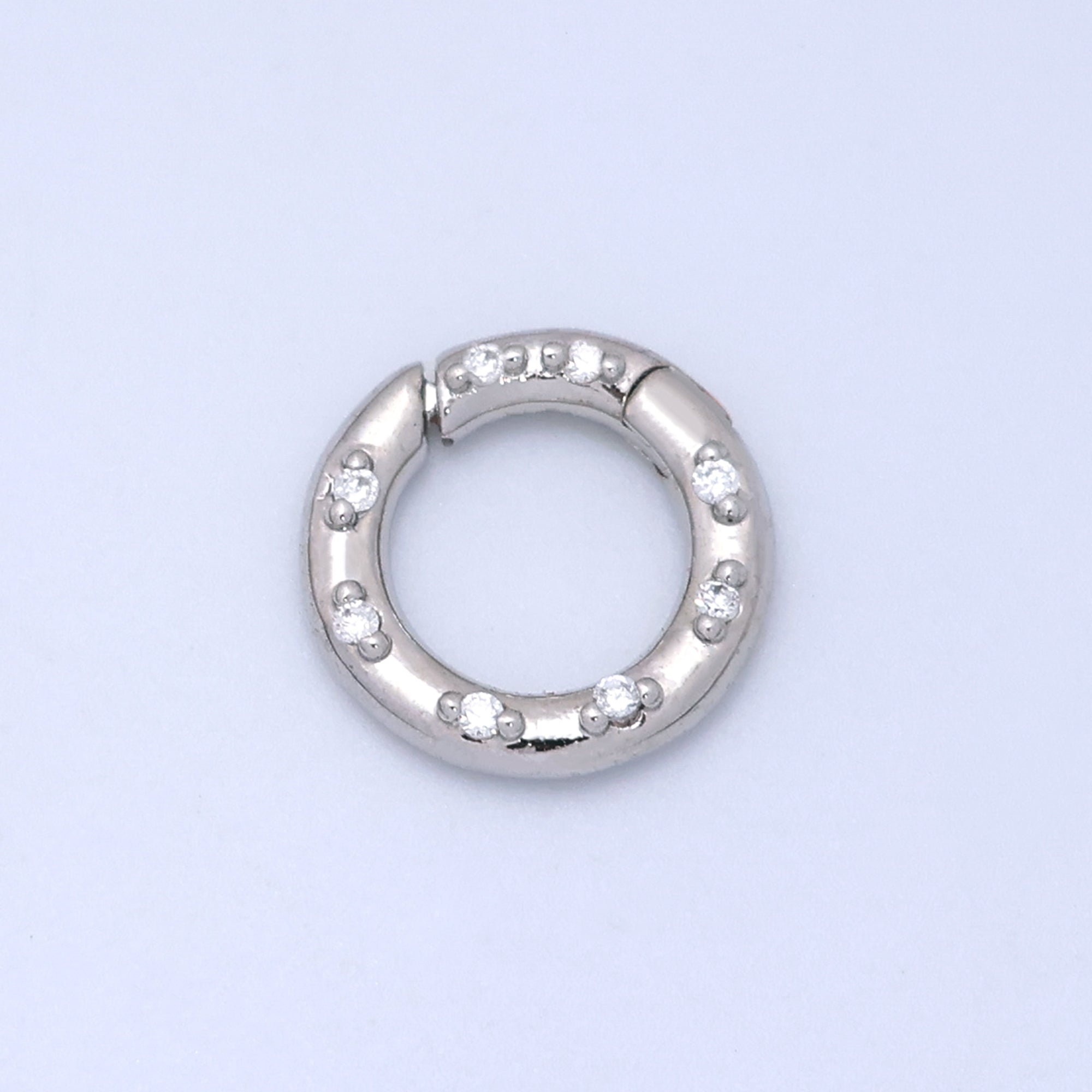 24K Gold Filled 12mm, 14mm, 16mm Clear CZ Dotted Round Push Gate Findings in Gold & Silver | Z1051 - Z1053