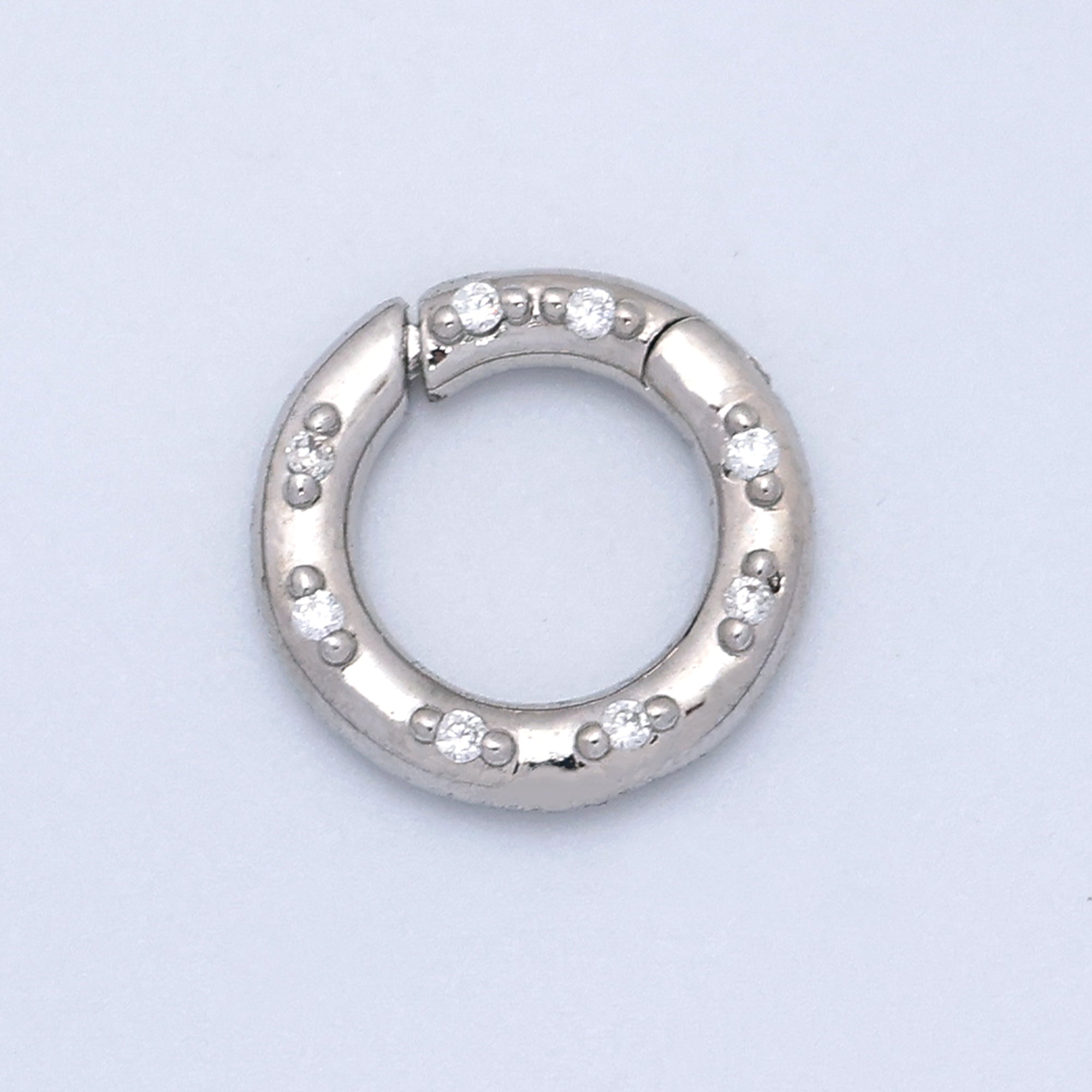 24K Gold Filled 12mm, 14mm, 16mm Clear CZ Dotted Round Push Gate Findings in Gold & Silver | Z1051 - Z1053