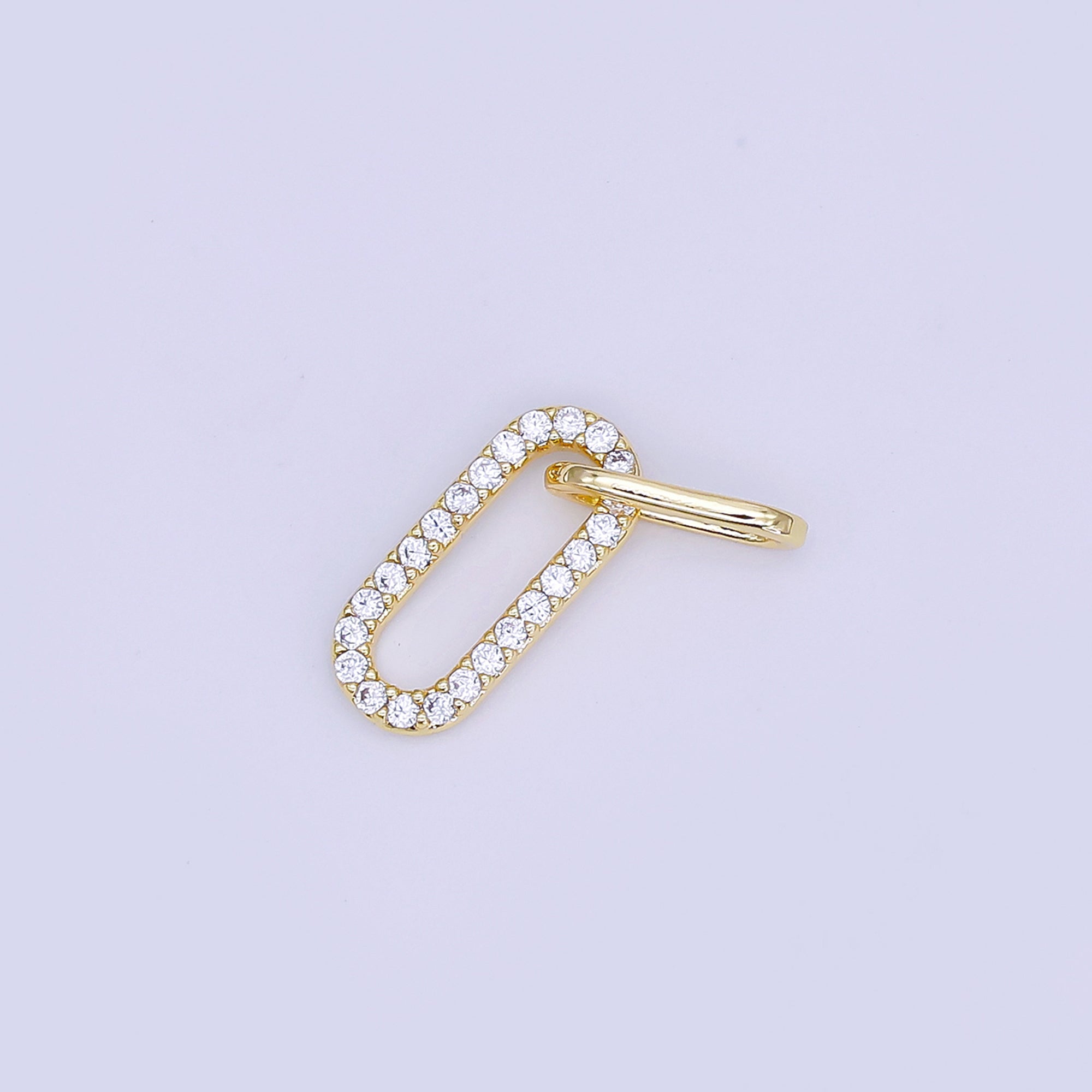 24K Gold Filled Micro Paved CZ Paperclip Link Connector Finding | Z1120