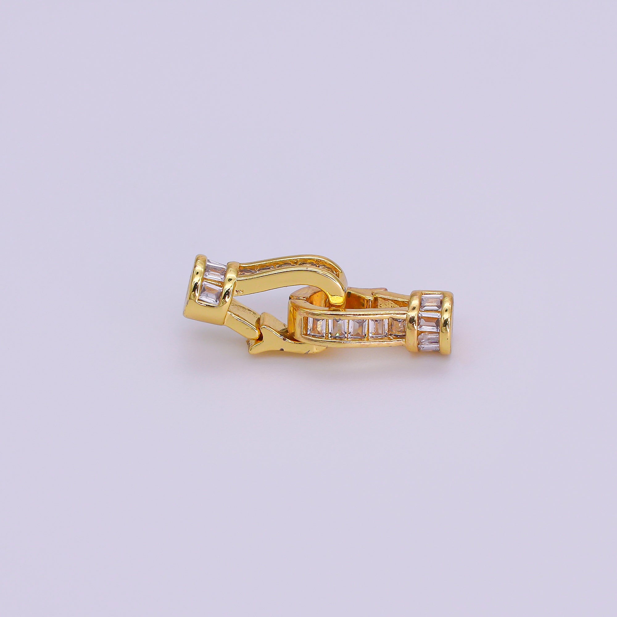 24K Gold Filled Baguette CZ Snap Hook Closure Enhancer Finding Set | Z1270