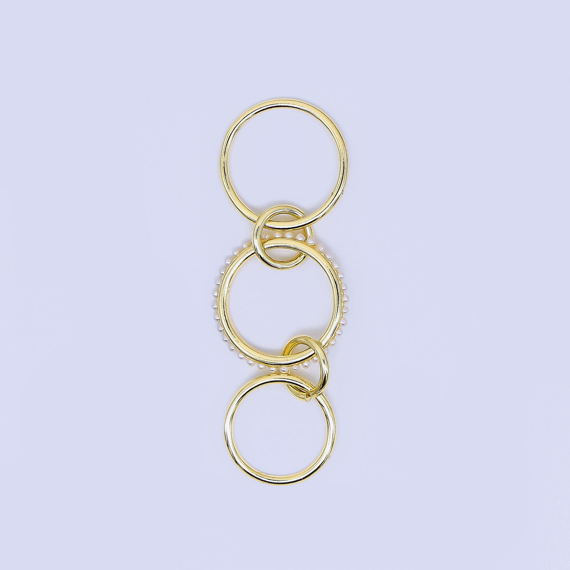 24K Gold Filled 10mm Shell Pearl Triple Interlocking Jumpring Findings | Z-1274 Z-1275