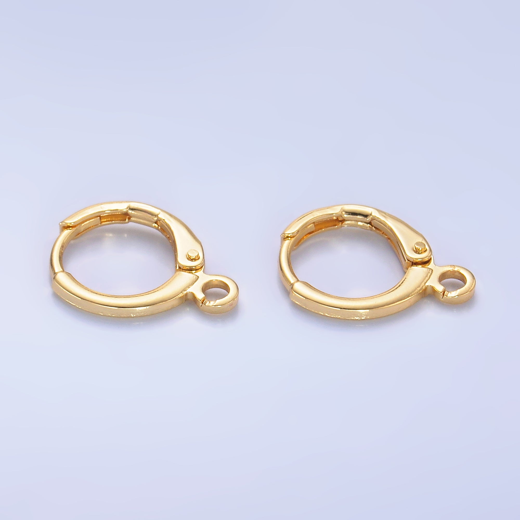24K Gold Filled 15mm Minimalist Hinge Huggie Open Loop Drop Earring Findings | Z1279