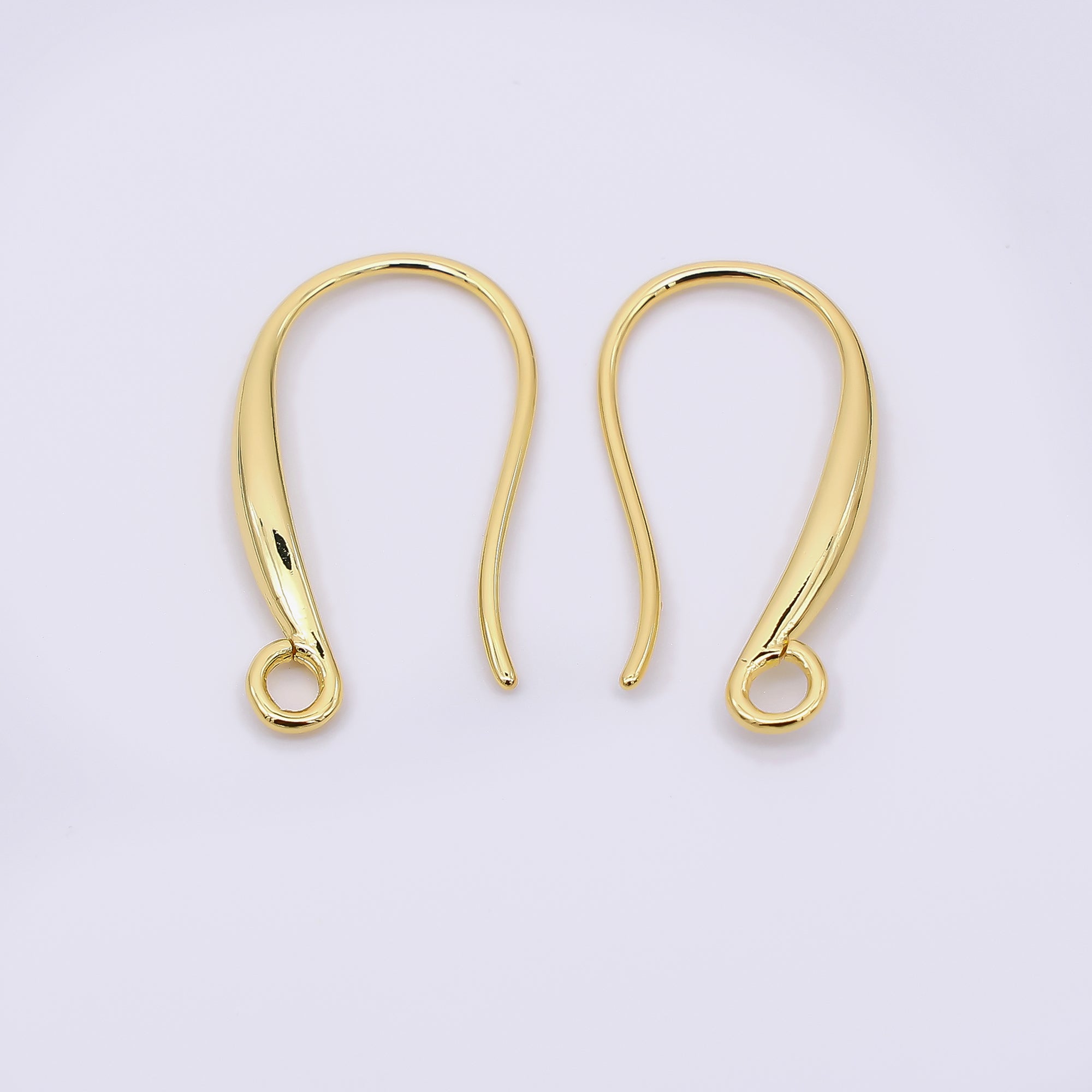 24K Gold Filled 20mm Classic Earring Hook with Open Loops in Gold & Silver | Z-1288 Z-1289