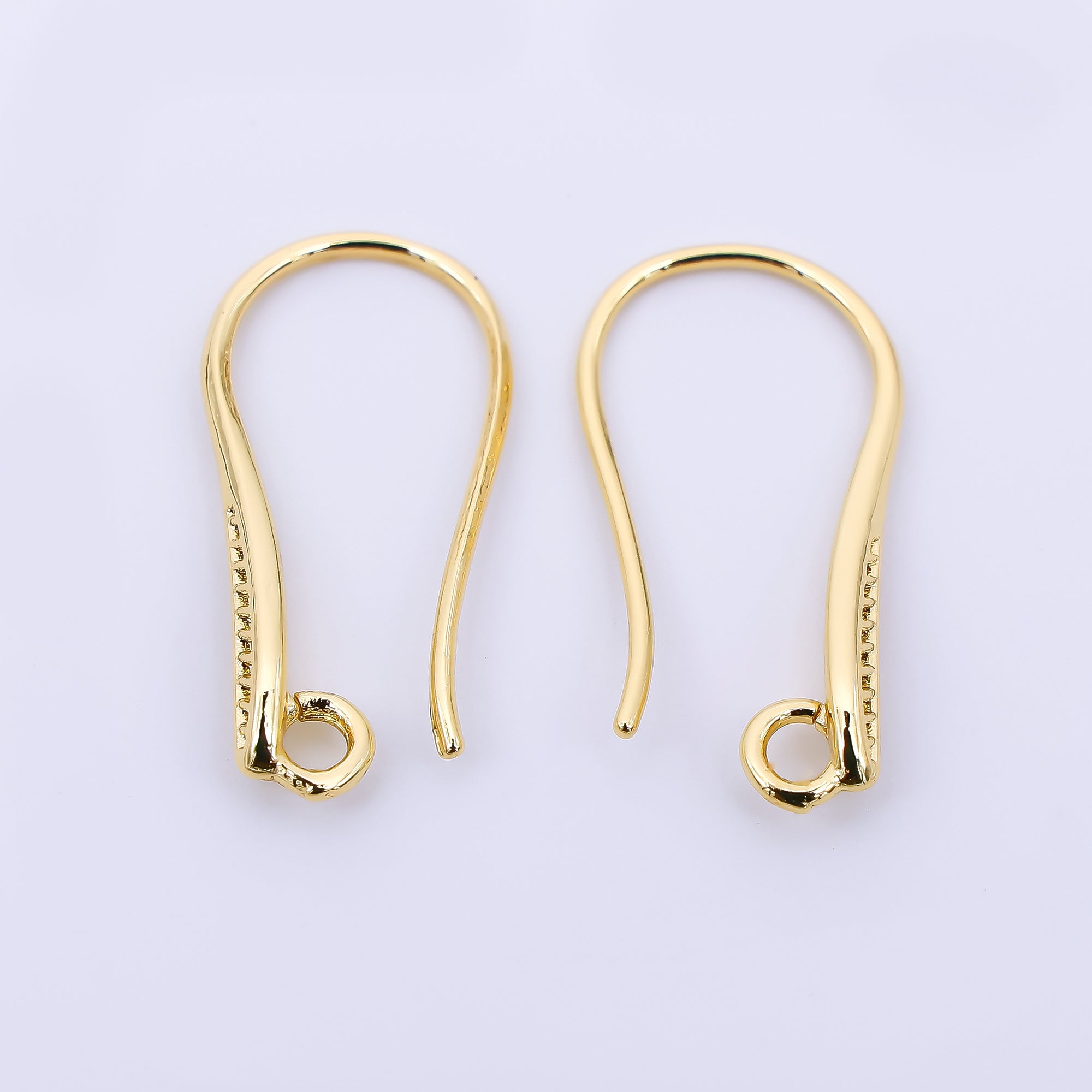 24K Gold Filled 20.5mm Classic Stripes Textured Earring Hook with Open Loops in Gold & Silver | Z-1290 Z-1291