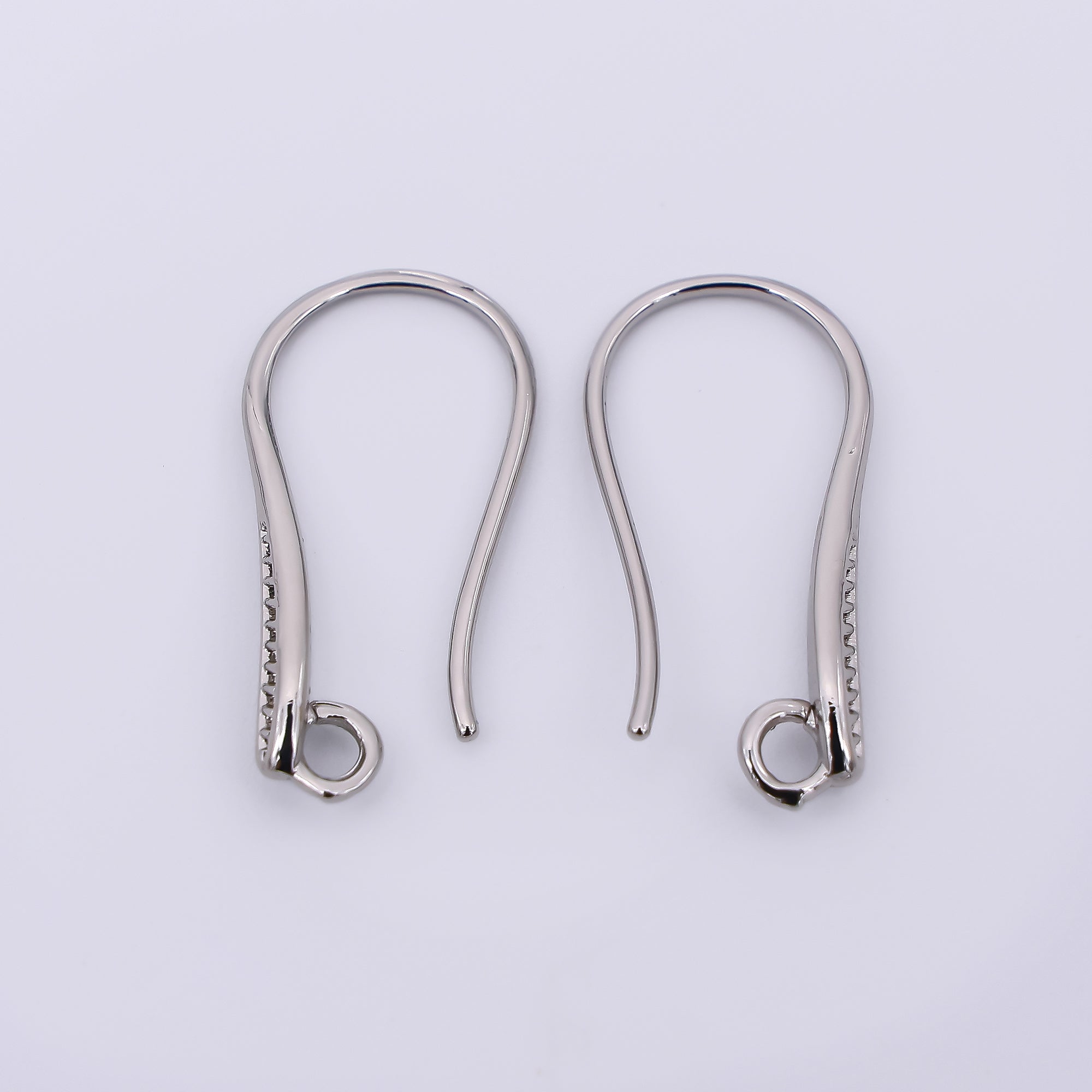 24K Gold Filled 20.5mm Classic Stripes Textured Earring Hook with Open Loops in Gold & Silver | Z-1290 Z-1291