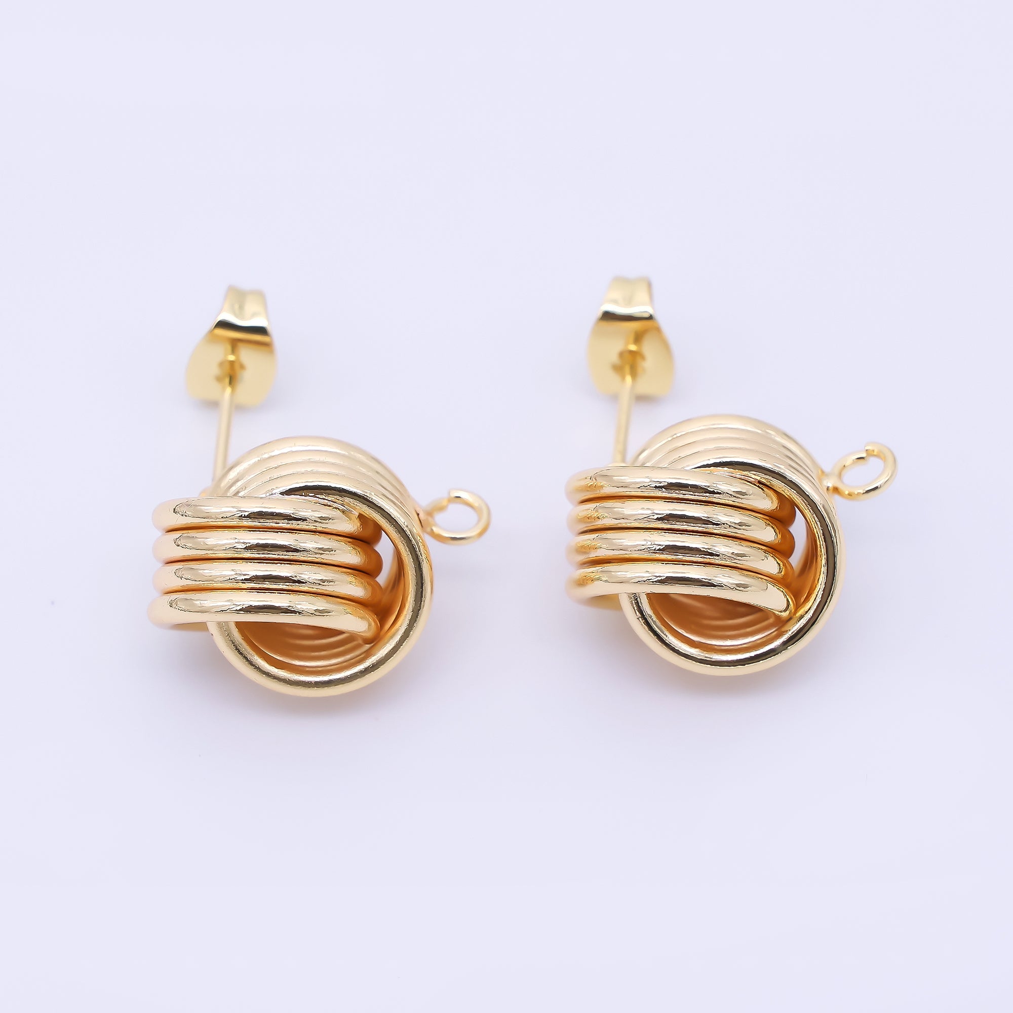 24K Gold Filled 17mm Twisted Coil Half-Earrings Open Loop Earring Findings | Z1326