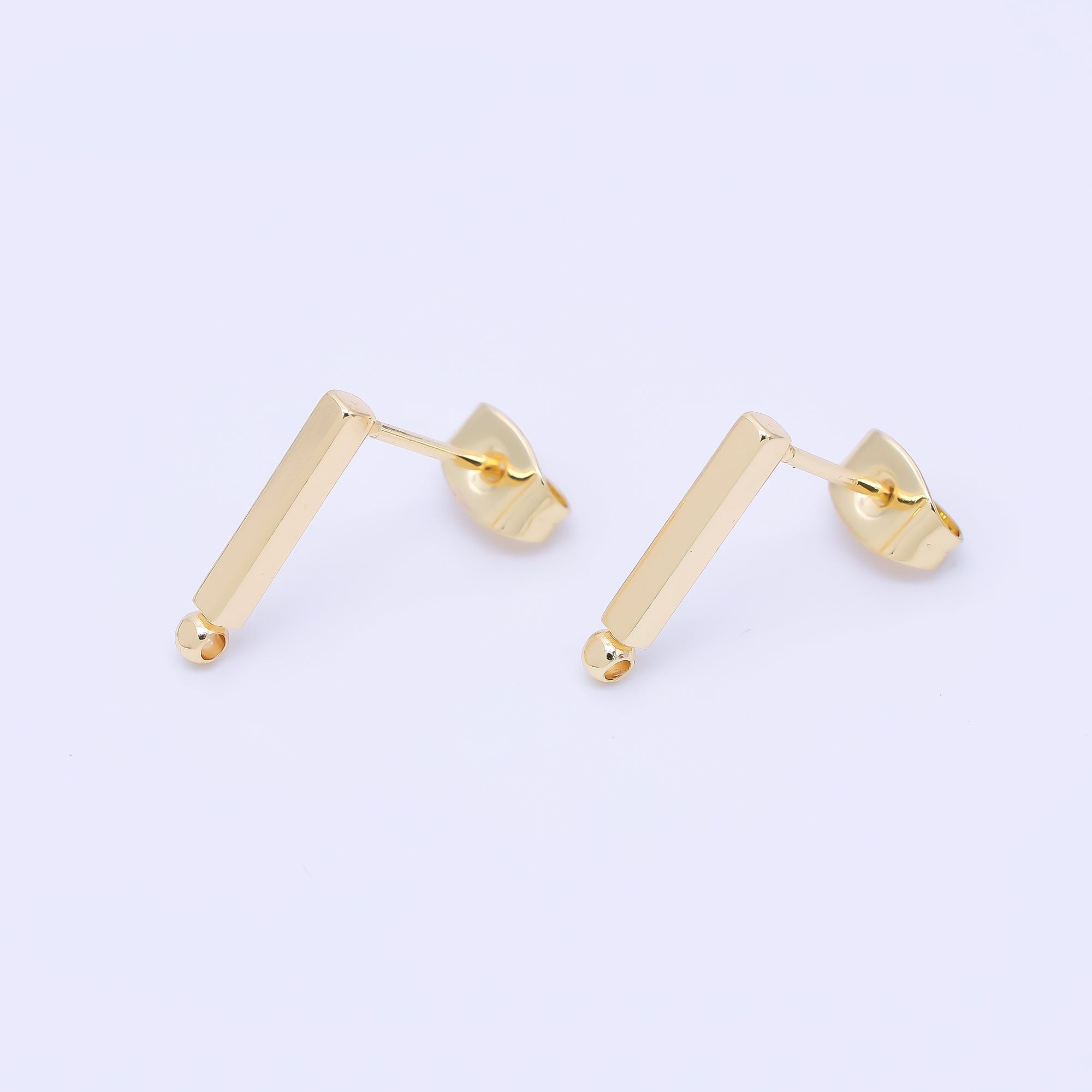 24K Gold Filled 14mm Long Bar Half-Earrings Open Loop Earring Findings | Z1327