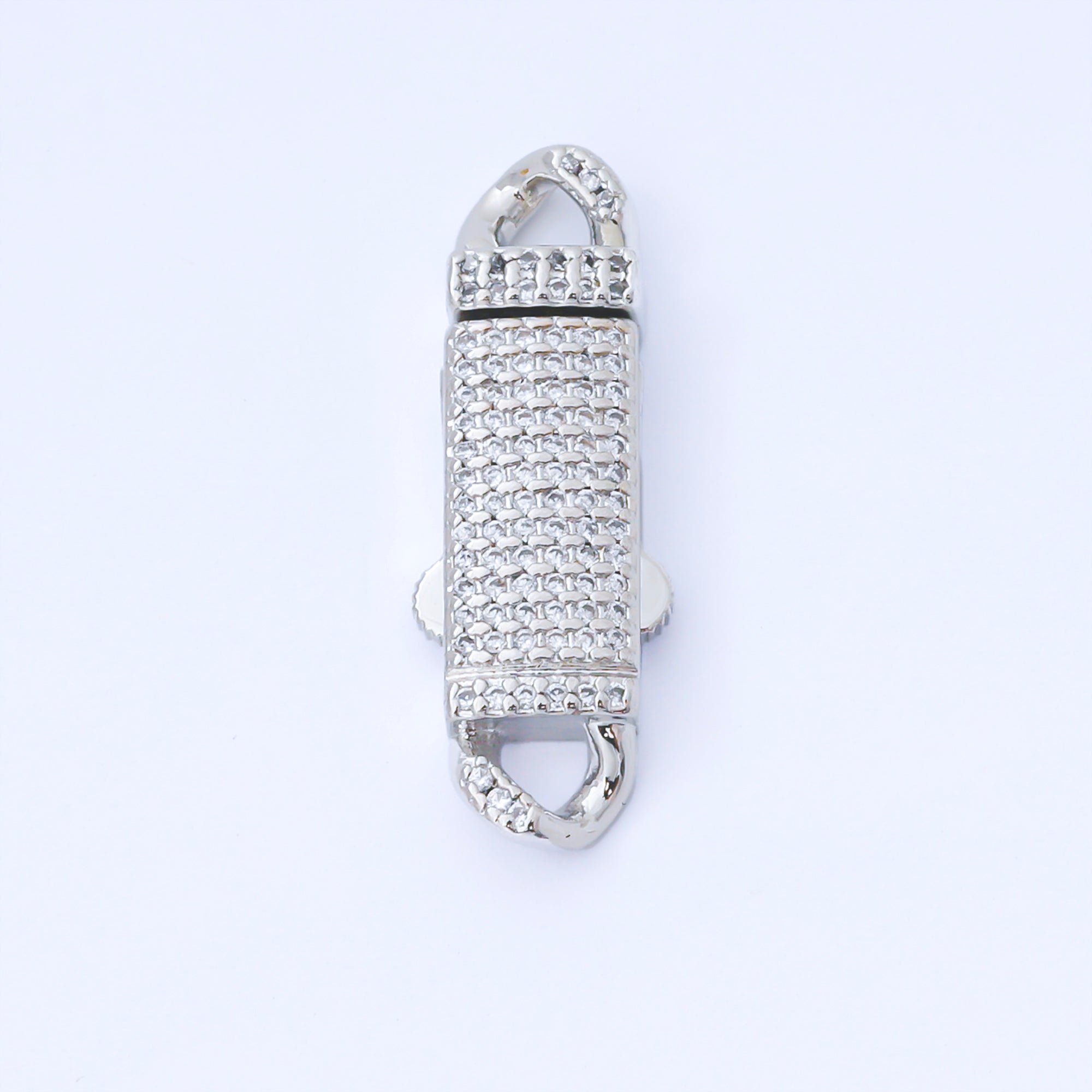 24K Gold Filled 31mm Micro Paved CZ Fancy Box Clasp Closure Charm Finding | Z1330
