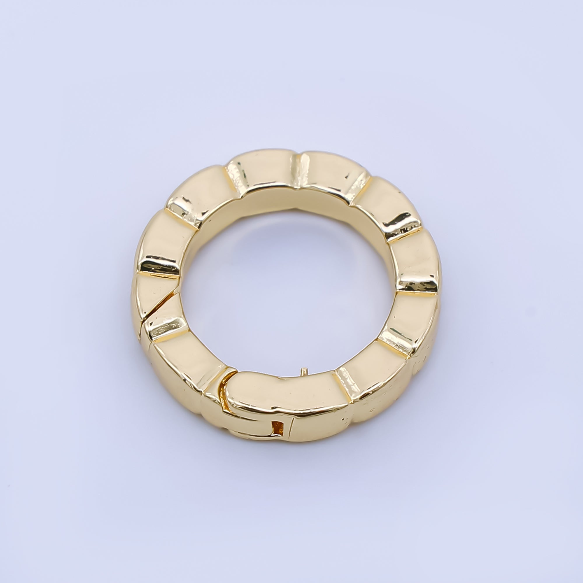 24K Gold Filled 15.5mm Ribbed Lined Push Gate Finding | Z1346