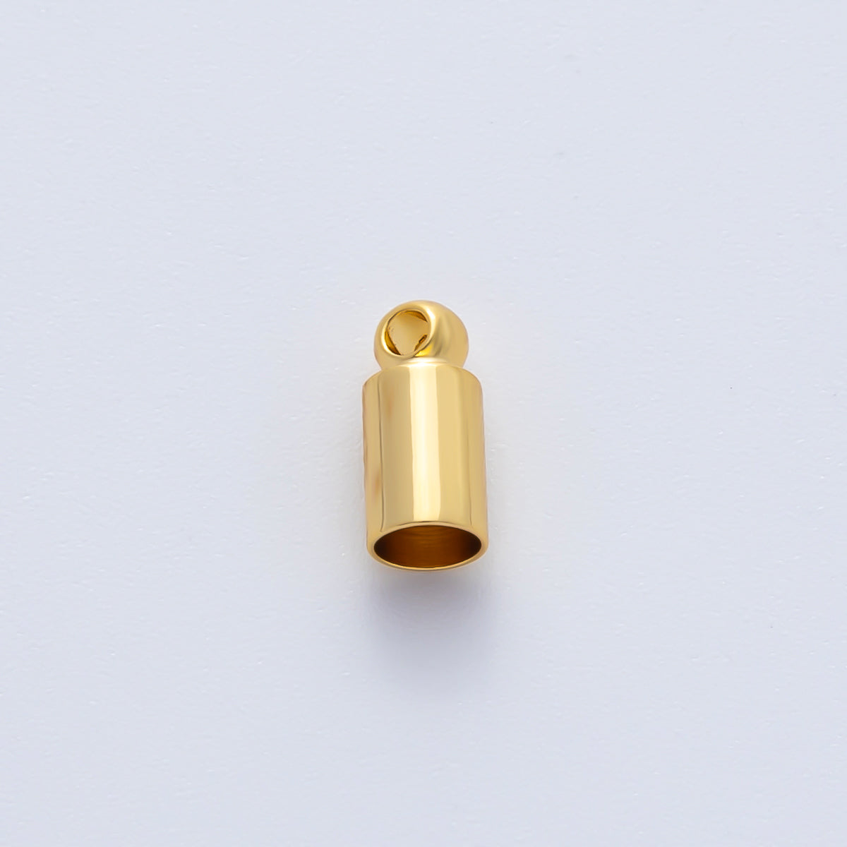 18K Gold Filled 3mm Thin Barrel Tube End Cap Loop Finding by 6 Pieces / Set | Z1440